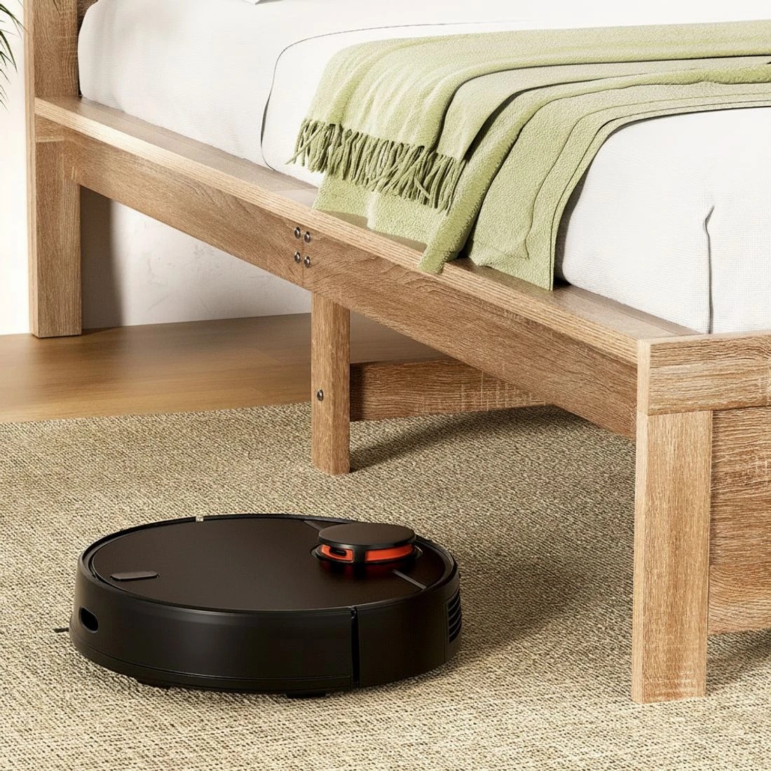 4 Artiss Bed Frame Double Size Wooden OATMEAL - Natural, 4 of 7