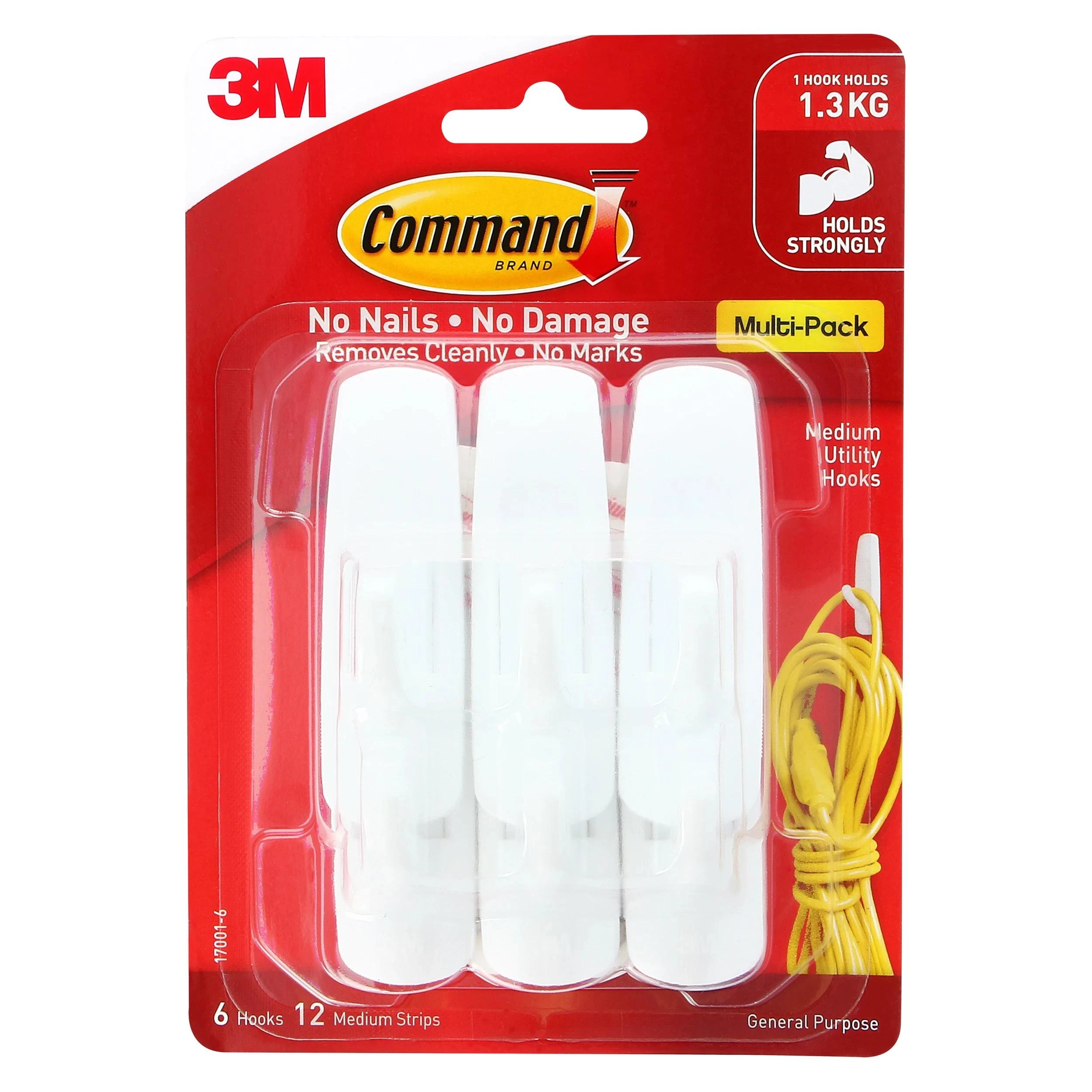 1 6 Pack 3M Command Mounting Hooks - Medium - White, 1 of 4