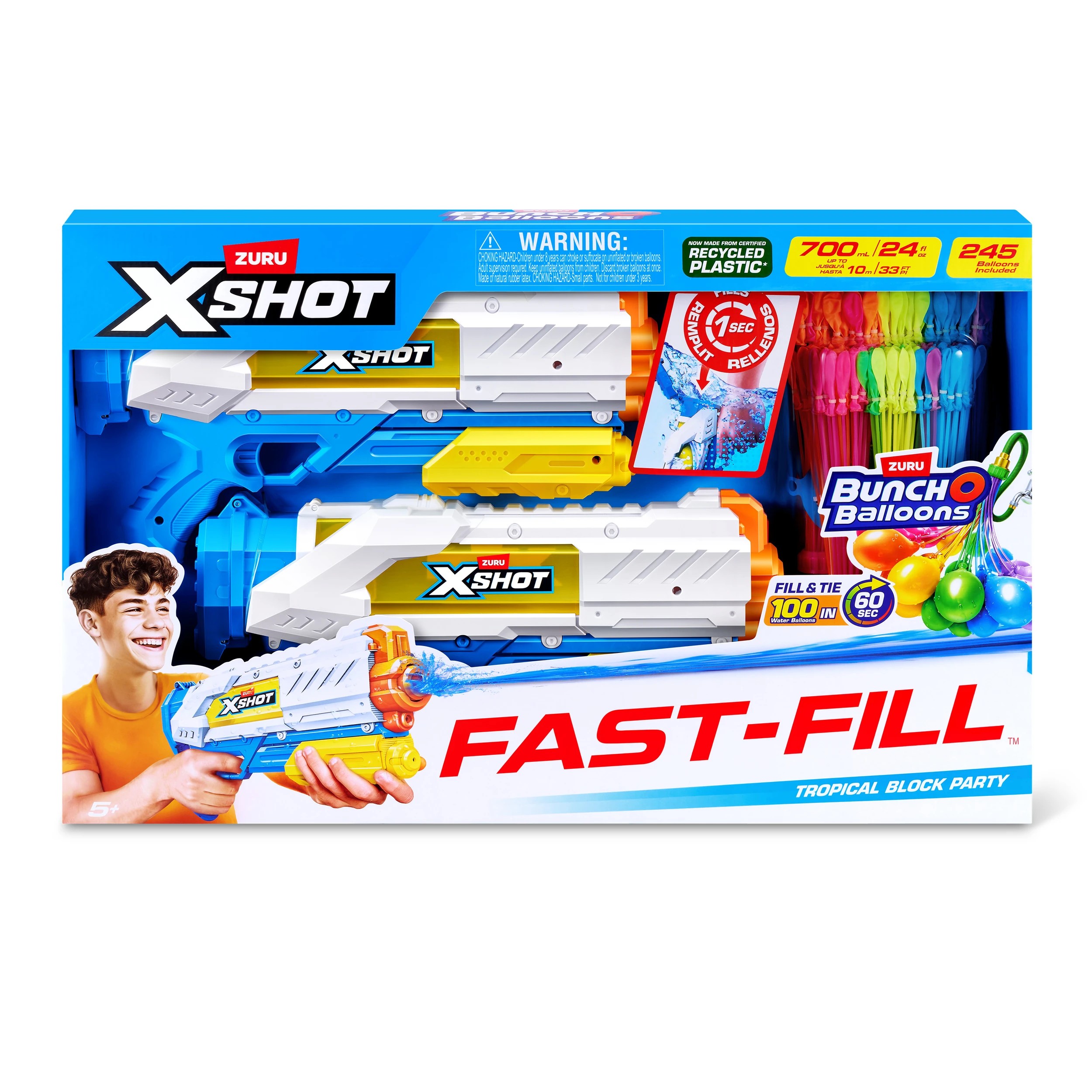 3 Zuru X-Shot Bunch O Balloons Tropical Block Party Blaster and Self-Sealing Water Balloons Set, 3 of 7