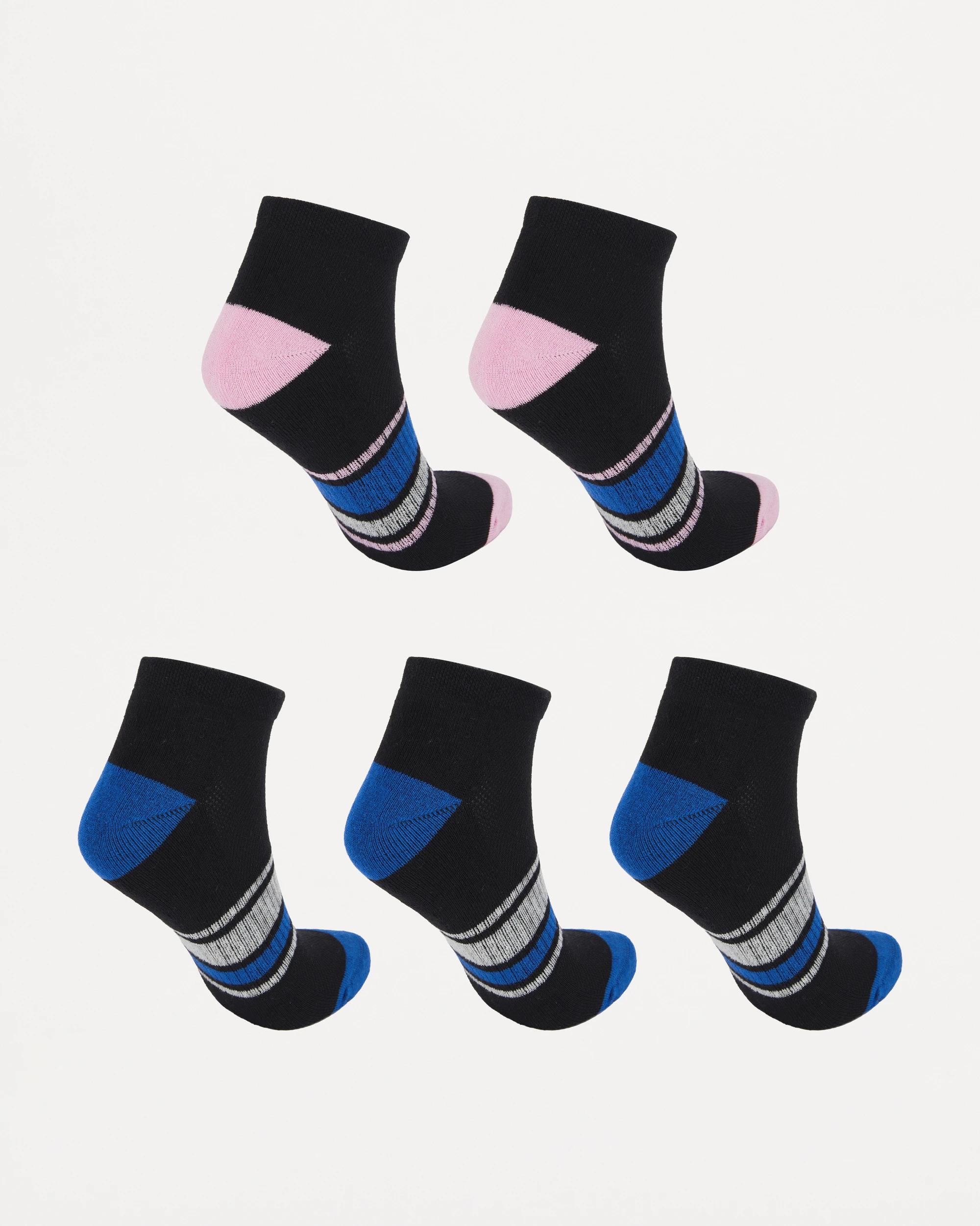 2 5 Pack Active Anklet Socks with Arch Support BLUE, BLACK, 2 of 3