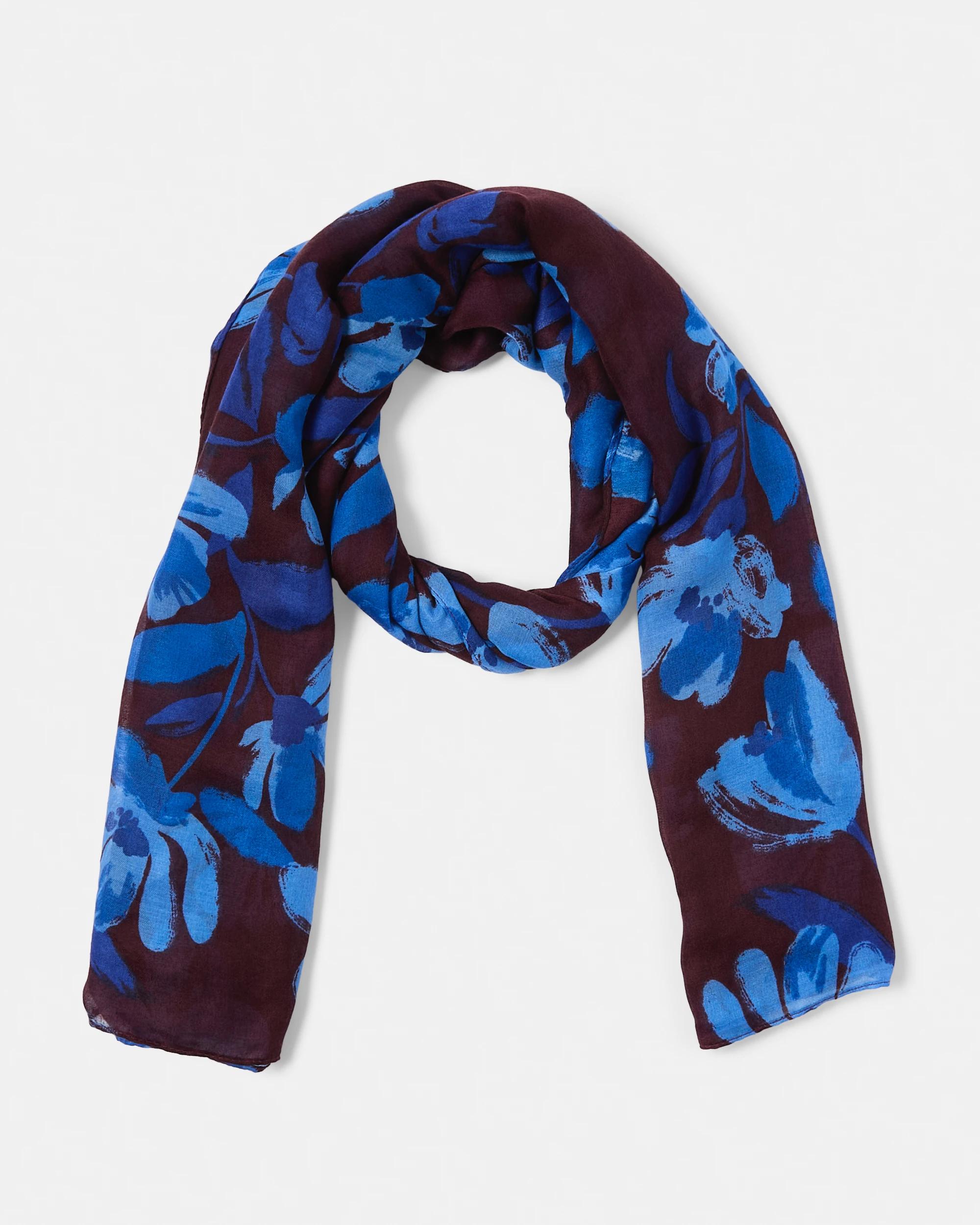 1 Large Lightweight Scarf Blue Flwr, 1 of 3