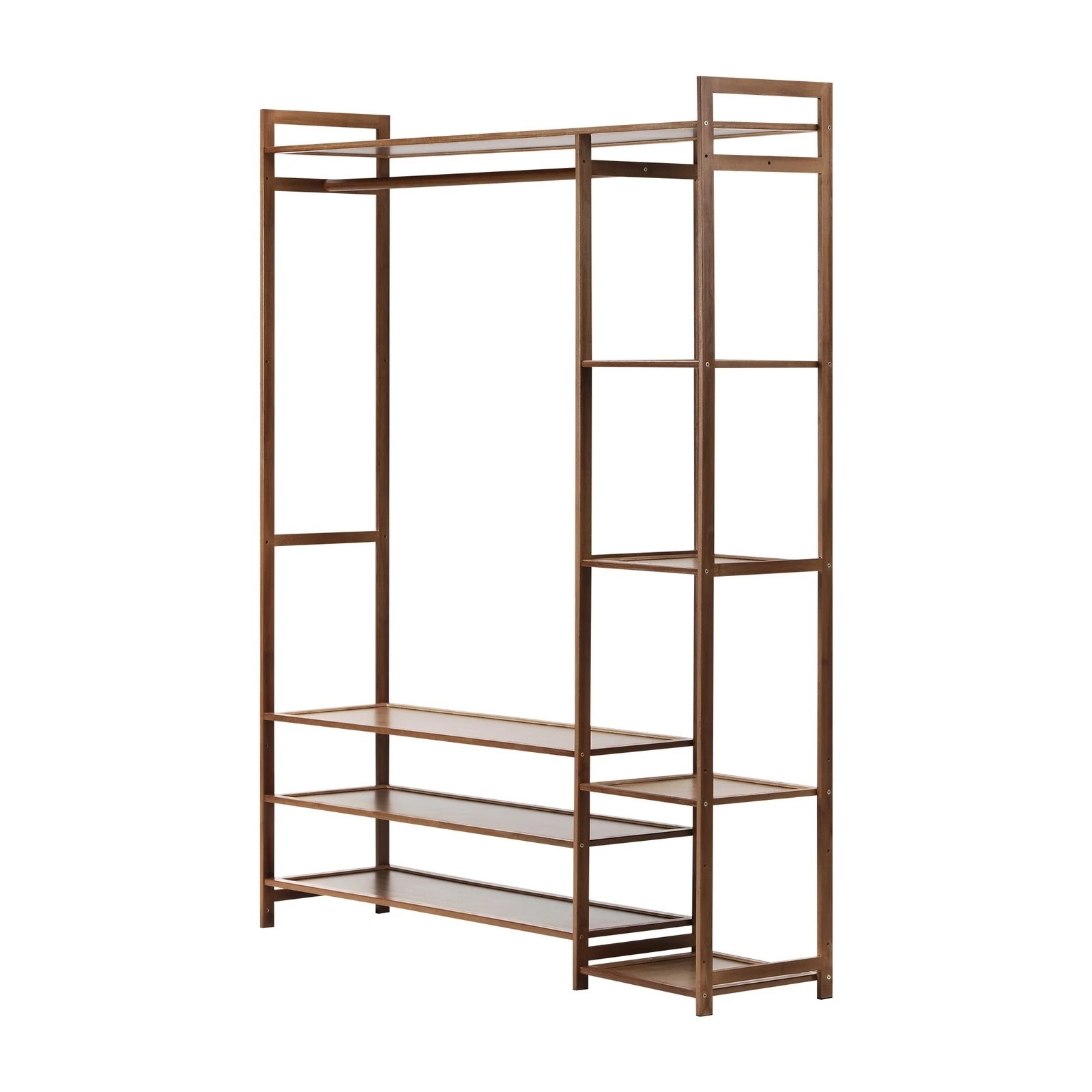 7 Oikiture Clothes Rack Open Wardrobe Garment Coat Hanging Rail Bamboo 8 Shelves
 - Natural, 7 of 10