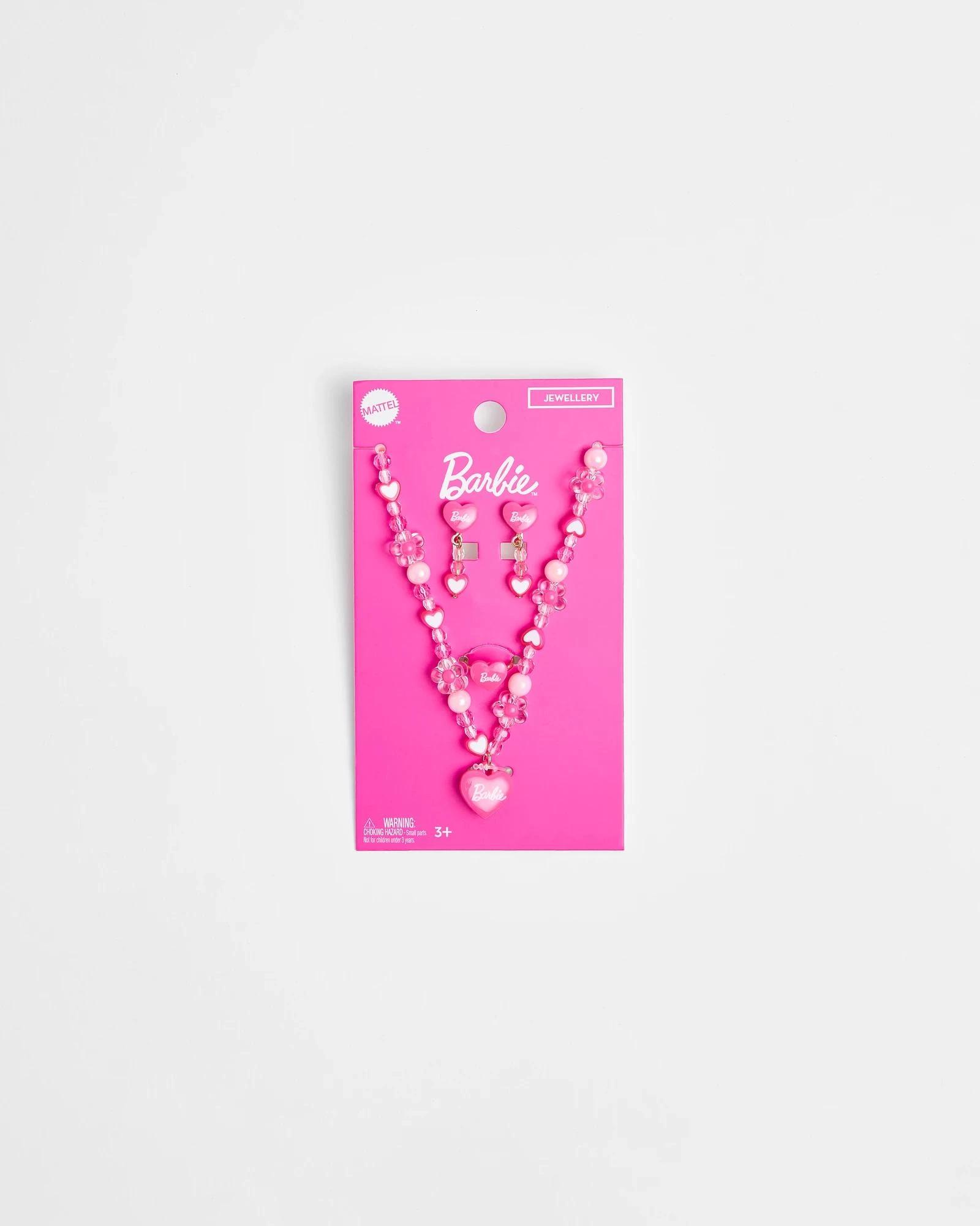 2 Kids Licensed Barbie Necklace, Earring and Ring Set PINK, 2 of 2