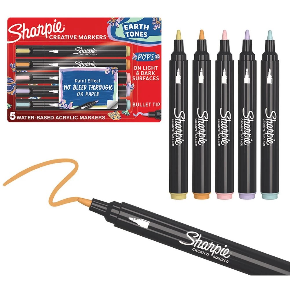 2 Sharpie Creative Acrylic Bullet Markers Earth Tones 5 Pack, 2 of 10