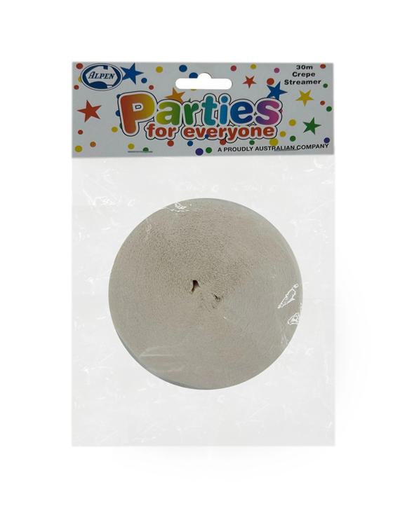 Alpen Paper Crepe Streamer Decoration Accessory 30m Length Party Supply - White