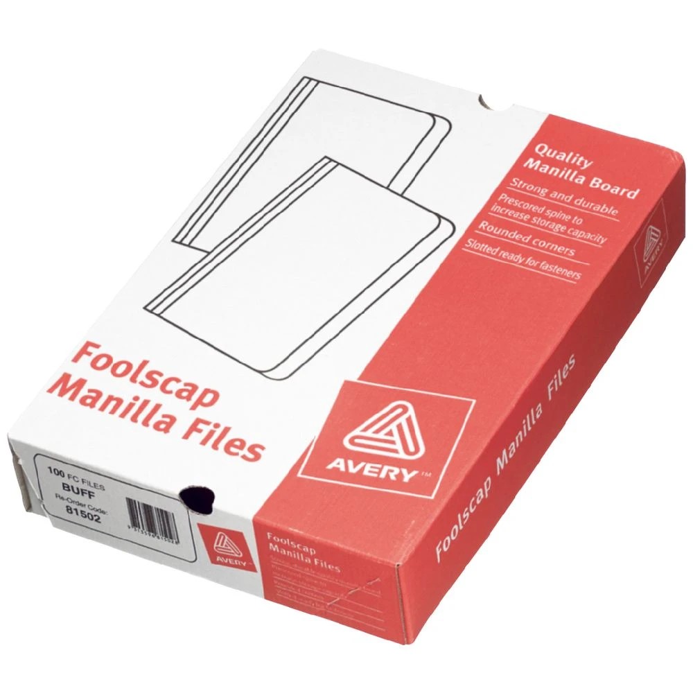 1 Avery Foolscap Manila Folder Buff 100 Pack, 1 of 2