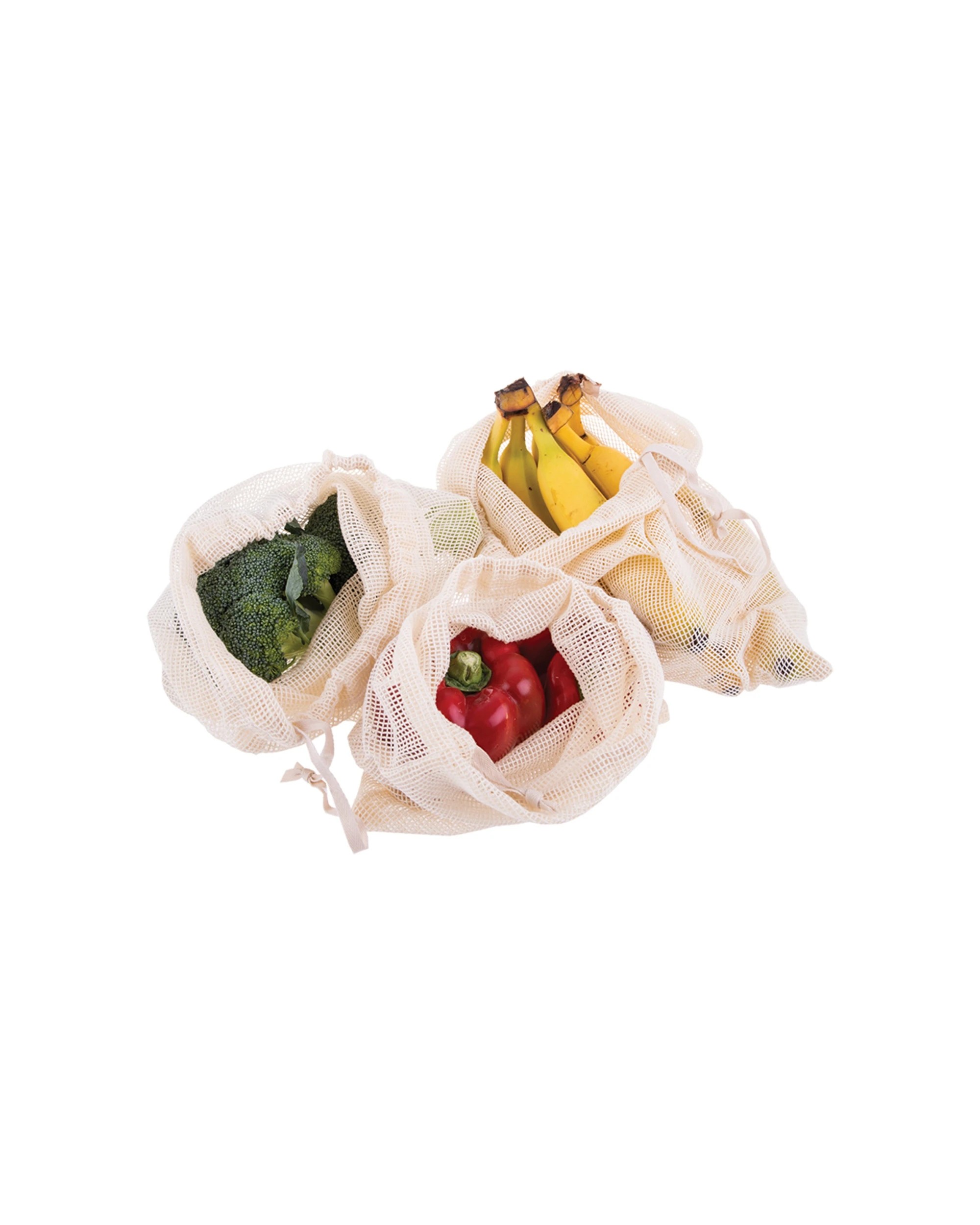 3 Appetito 3pc Cotton Net Produce Bags Home Kitchen Organiser - Natural, 3 of 4
