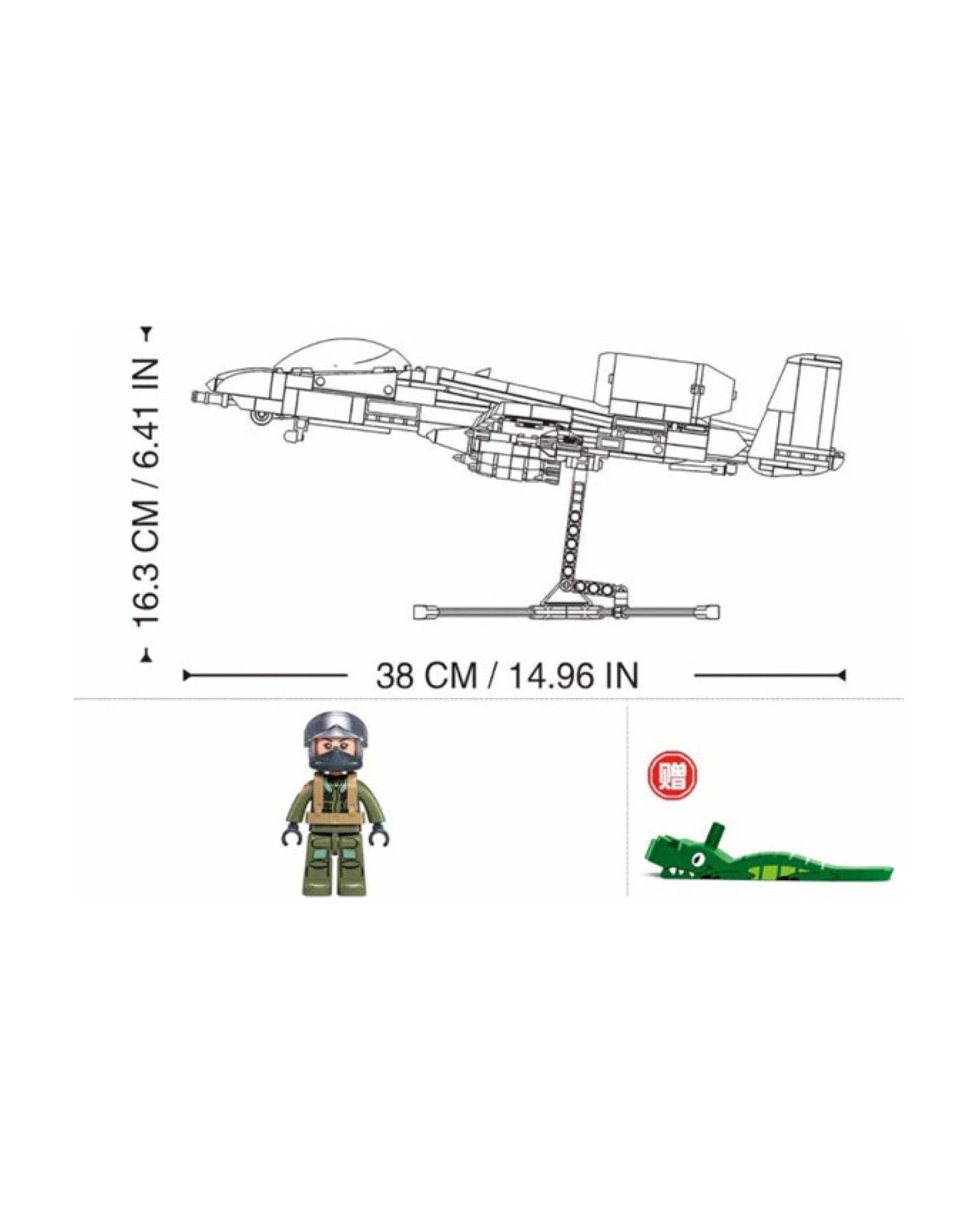 Sluban B1362 Model Kit 1:44 A10 Warthog Thunderbolt Attack Jet Fighter ...