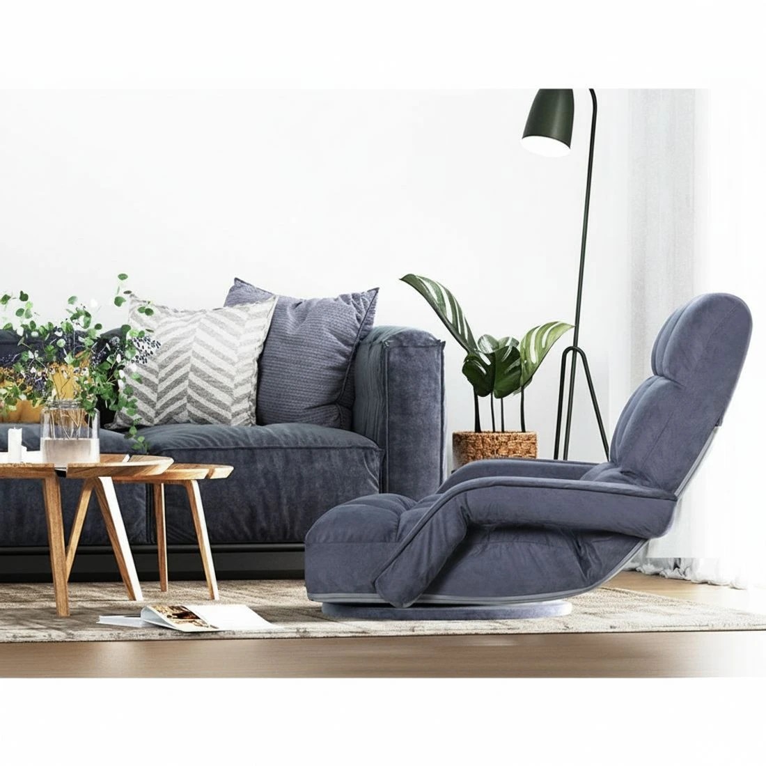 5 Artiss Floor Chair Lounge Sofa Swivel Charcoal - Grey, 5 of 6