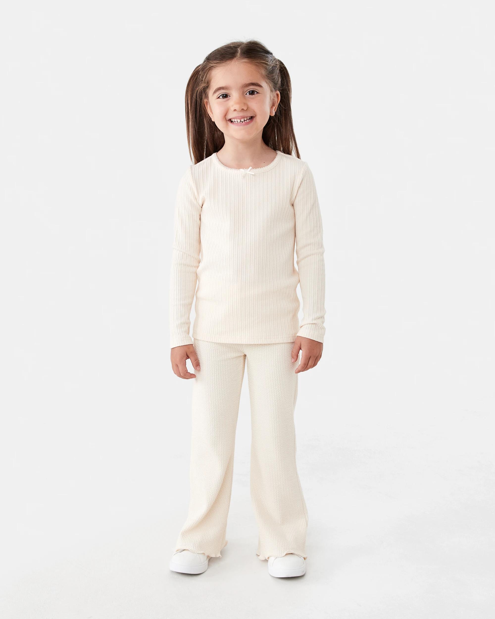 6 Long Sleeve Pointelle T-shirt Butter Bge, 6 of 7
