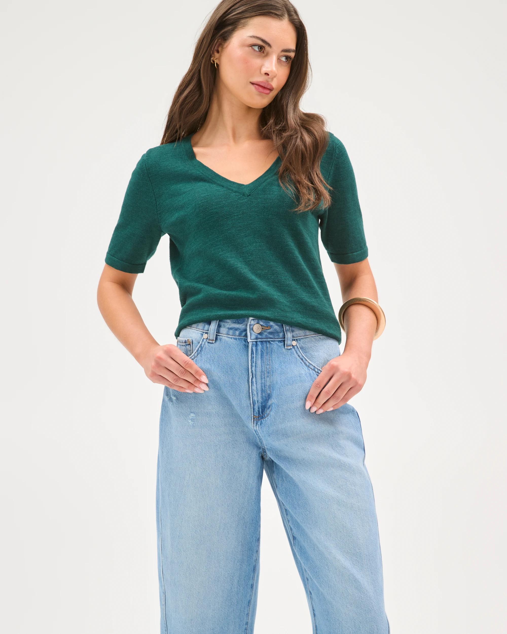 3 Target Petites Harper Barrel Leg Denim Jeans FADED BLUE, 3 of 7