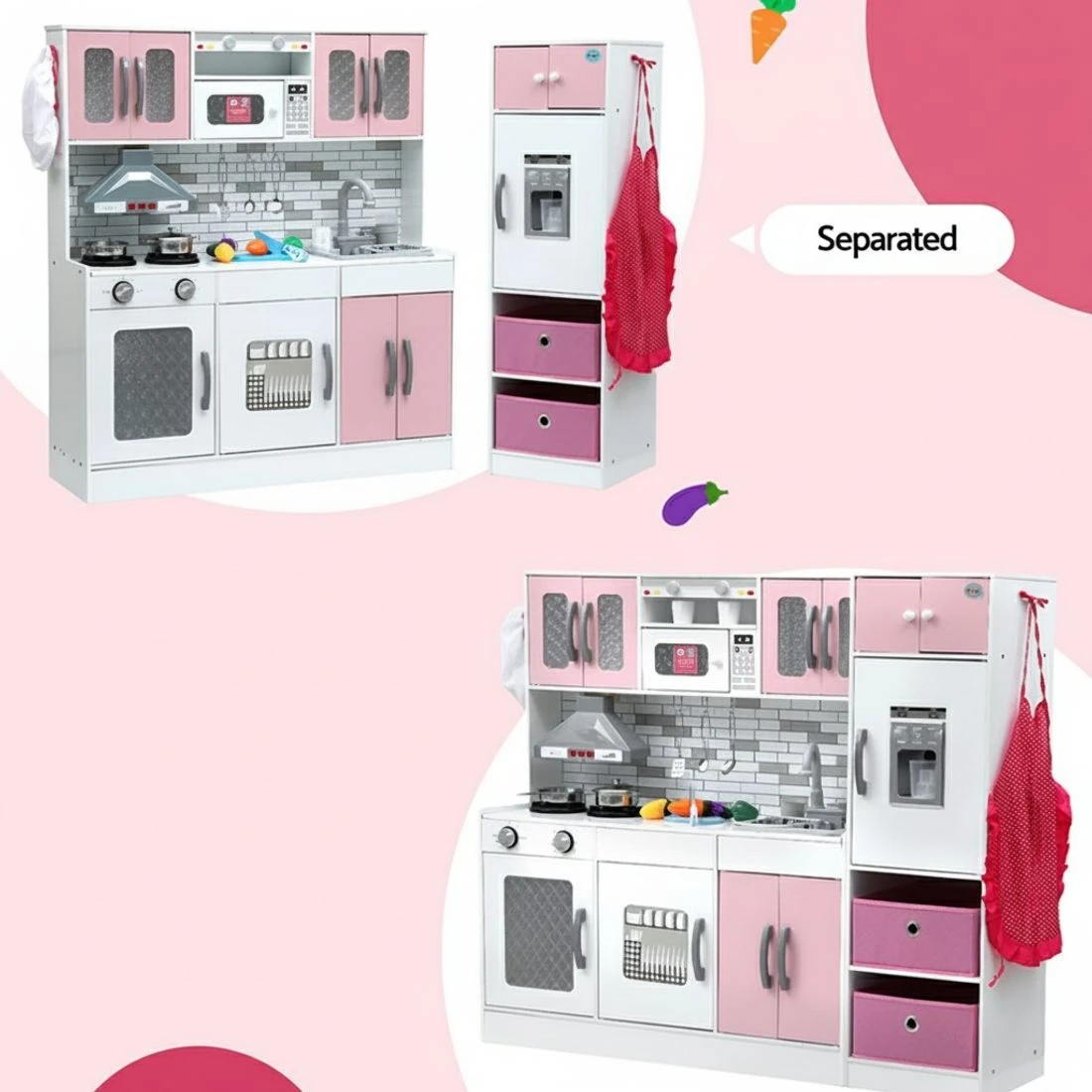 5 Keezi Kids Kitchen Playset 2 Piece en Pretend Play Coffee Maker Toy 100CM - Pink, 5 of 8