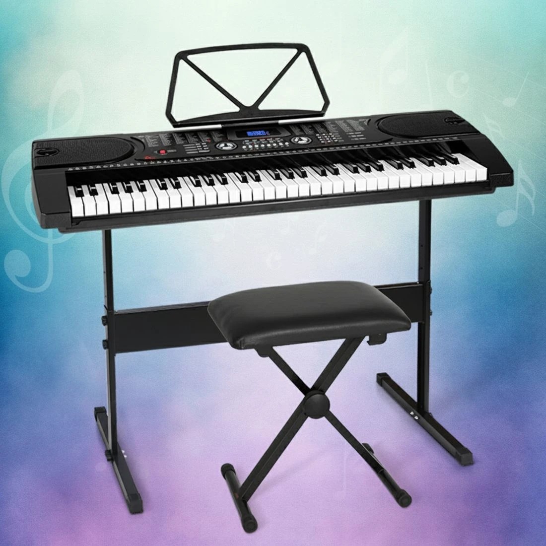 6 Alpha 61 Keys Electronic Piano Keyboard Digital Electric w/ Stand Stool - Black, 6 of 6