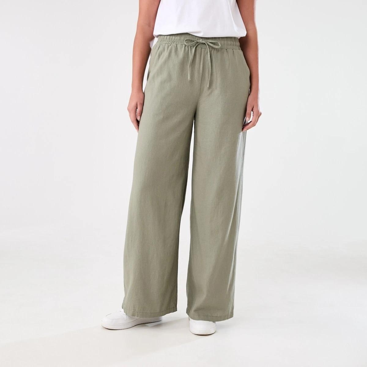 1 Linen Blend Wide Leg Pants LIGHT KHAKI, 1 of 5