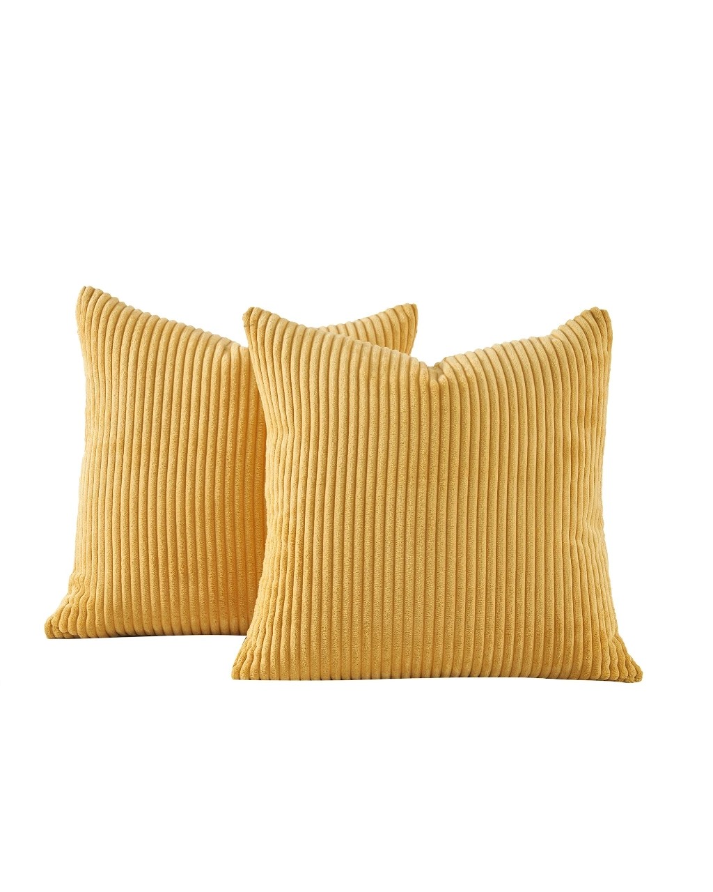 2 Gioia Casa 2-Pack Corduroy Velvet European Pillowcases 65x65cm - Mustard, 2 of 2