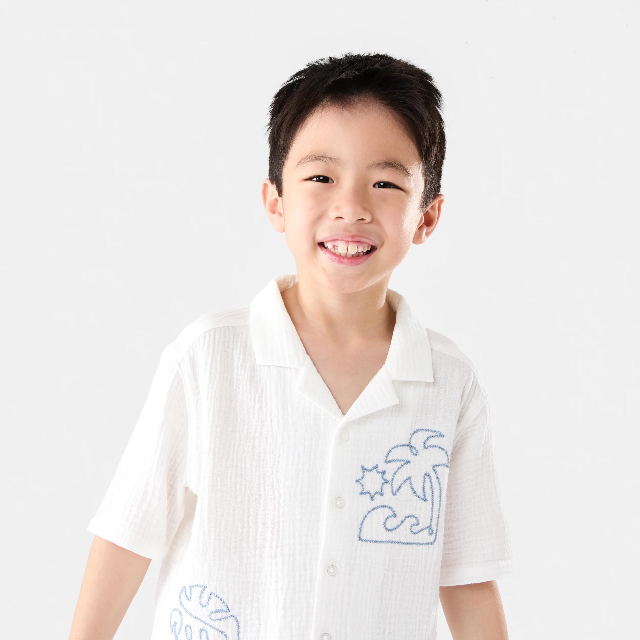 3 Short Sleeve Embroidery Resort Shirt Wht Beach, 3 of 7