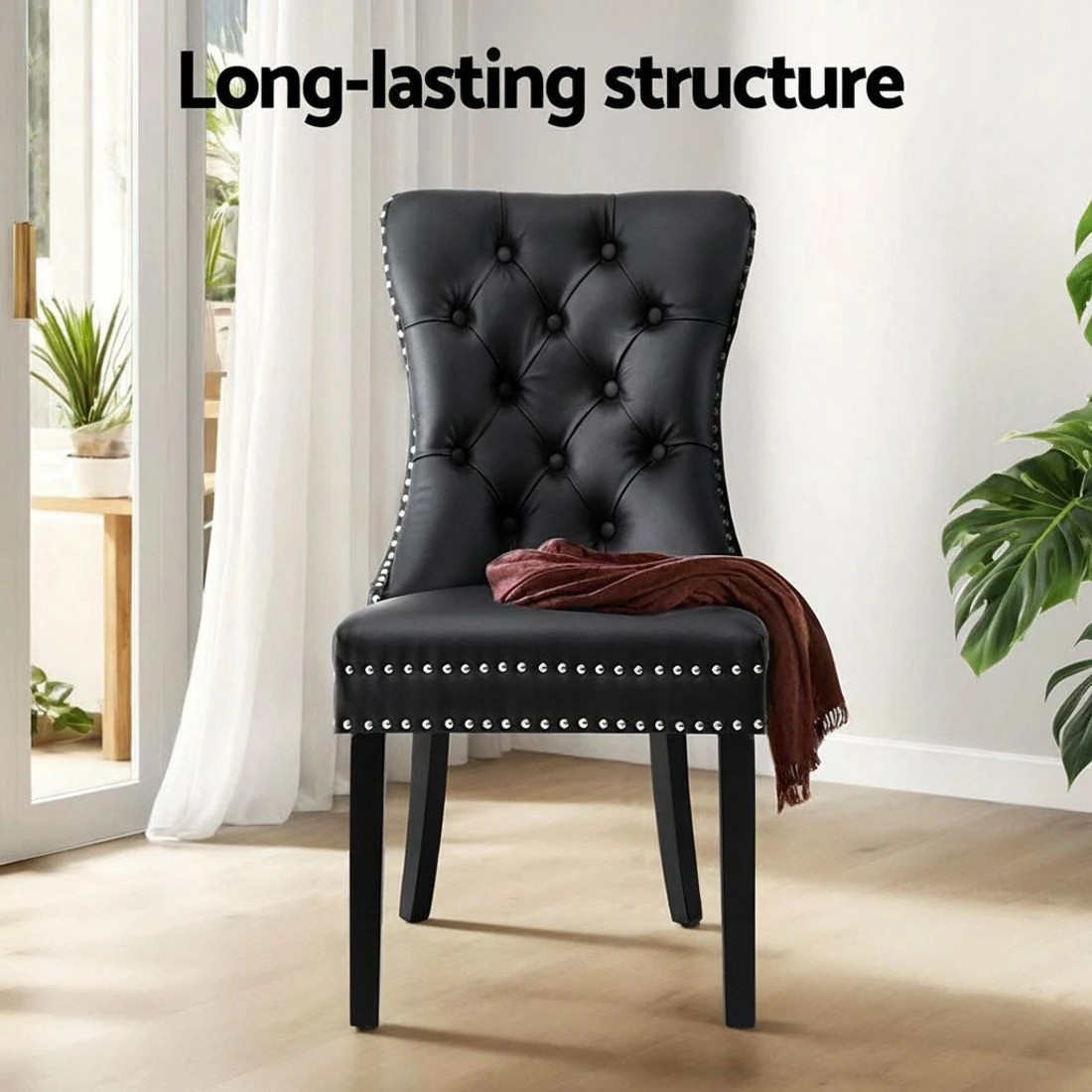 3 1 Set of 4 Artiss Dining Chairs  Leather - Black, 3 of 5