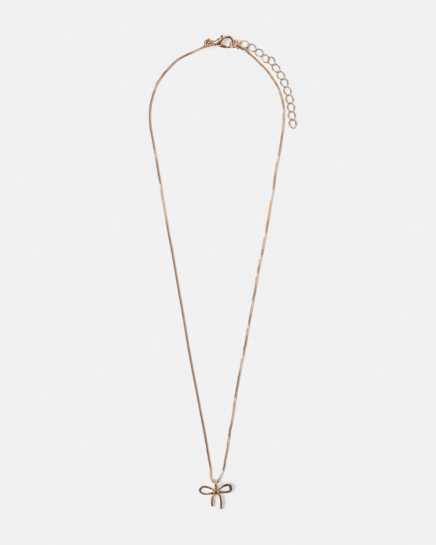 2 Bow Pendant Necklace - Gold Tone Gold, 2 of 4