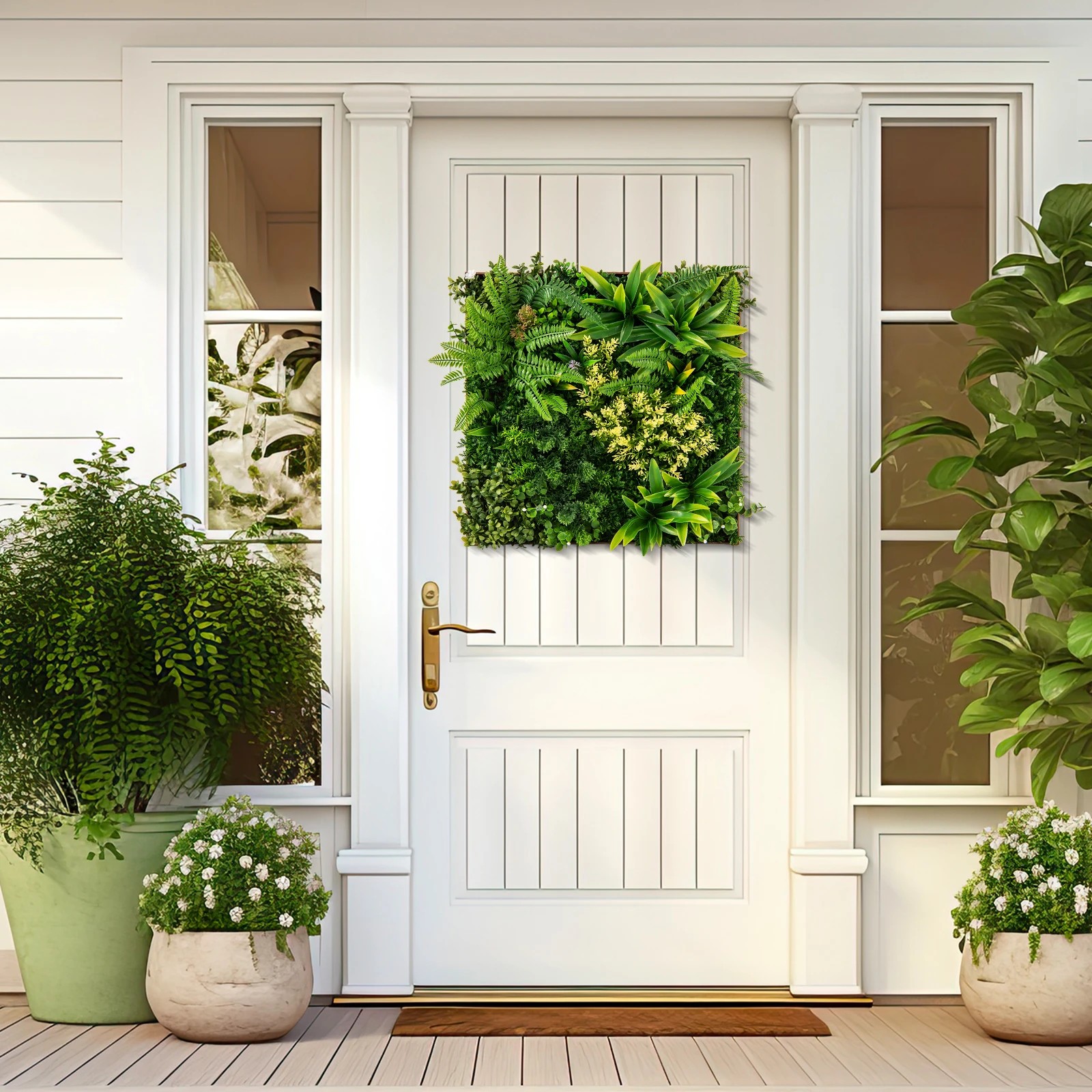 3 Costway Artificial Foliage Wall Art Indoor Outdoor Faux Plant Wall Decoration, 3 of 4