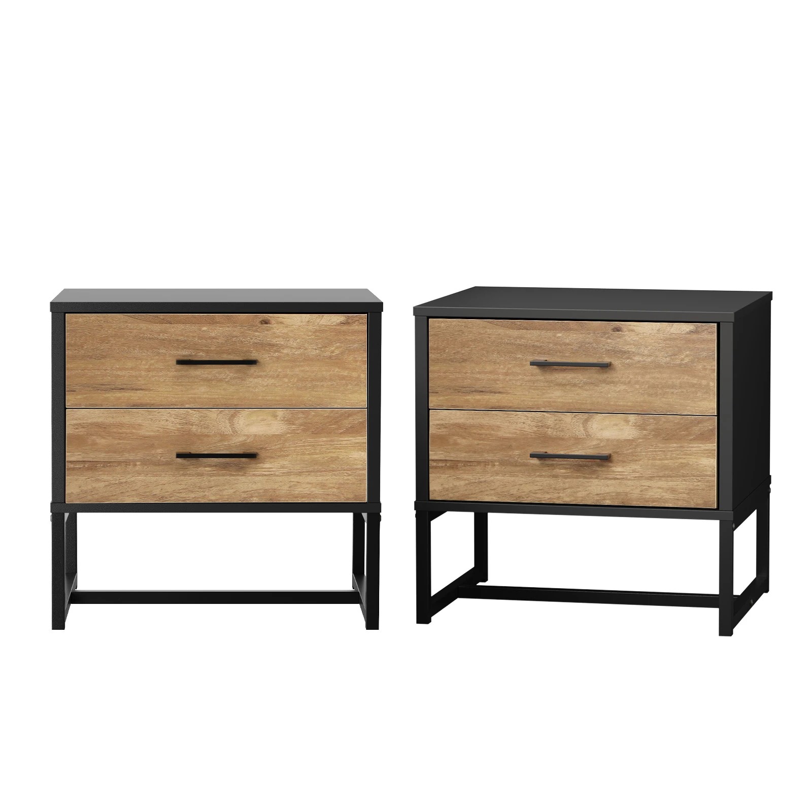 1 Oikiture 2x Bedside Table 2 Drawers Side Tables Storage Nightstand Metal - Multi, 1 of 9