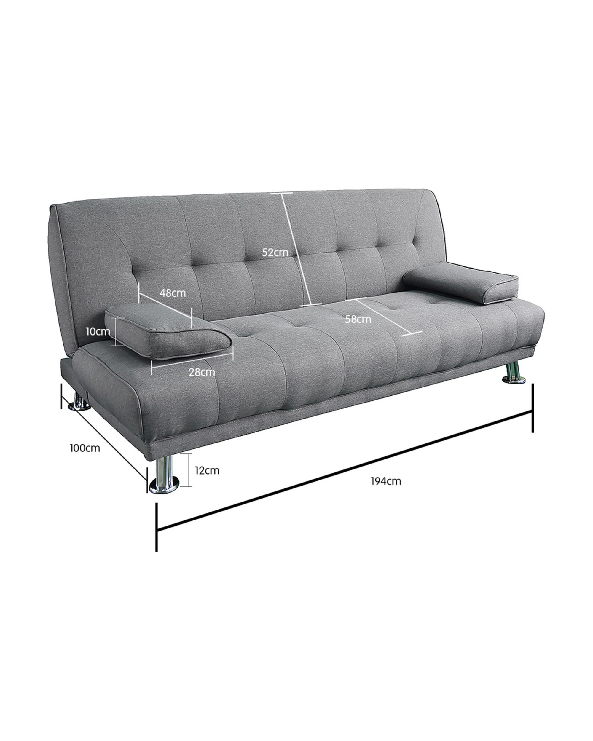 4 Sarantino 3 Seater Linen Sofa Bed Couch Lounge Futon - Light Grey, 4 of 5