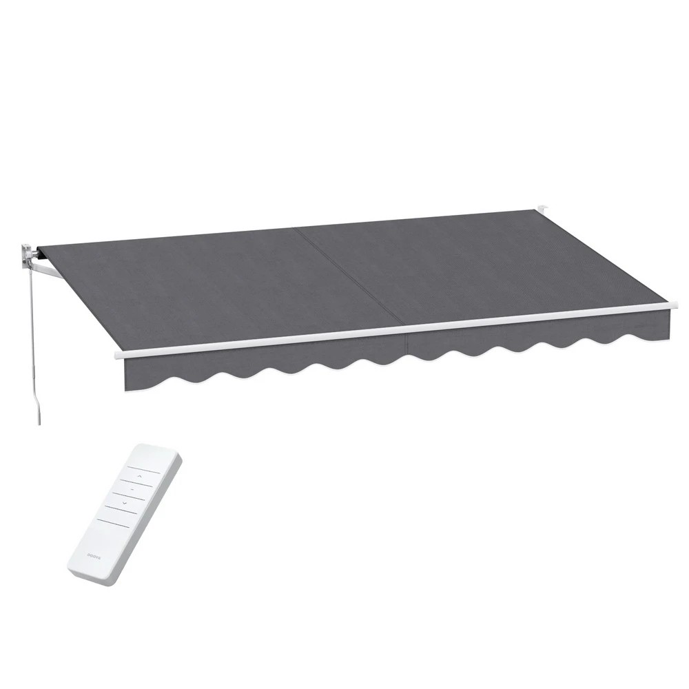 1 Instahut Retractable Folding Arm Awning Motorised Sunshade 4.5Mx2.5M - Grey, 1 of 6