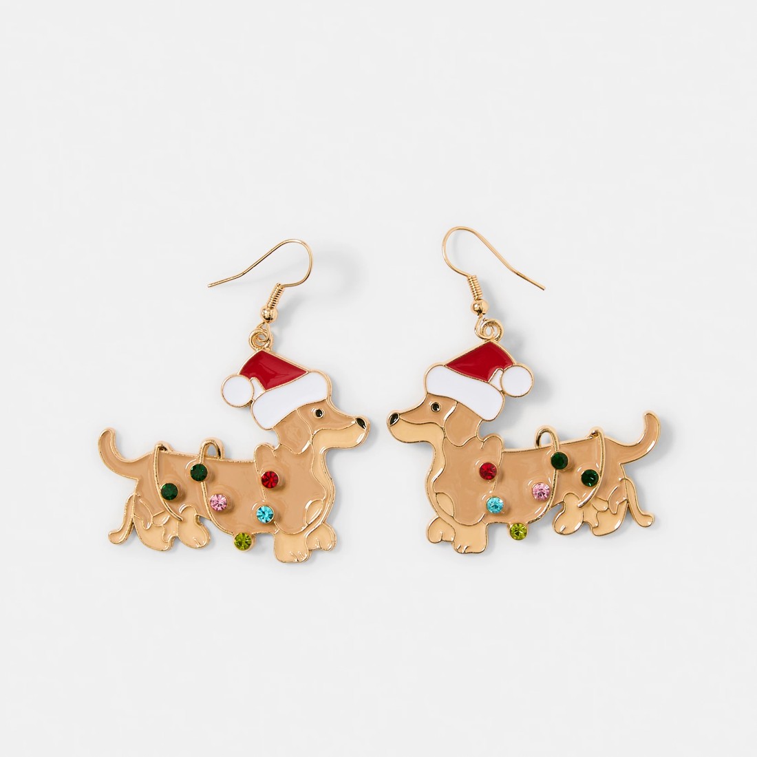 1 Christmas Dog with Lights Earrings - Gold Tone, 1 of 5