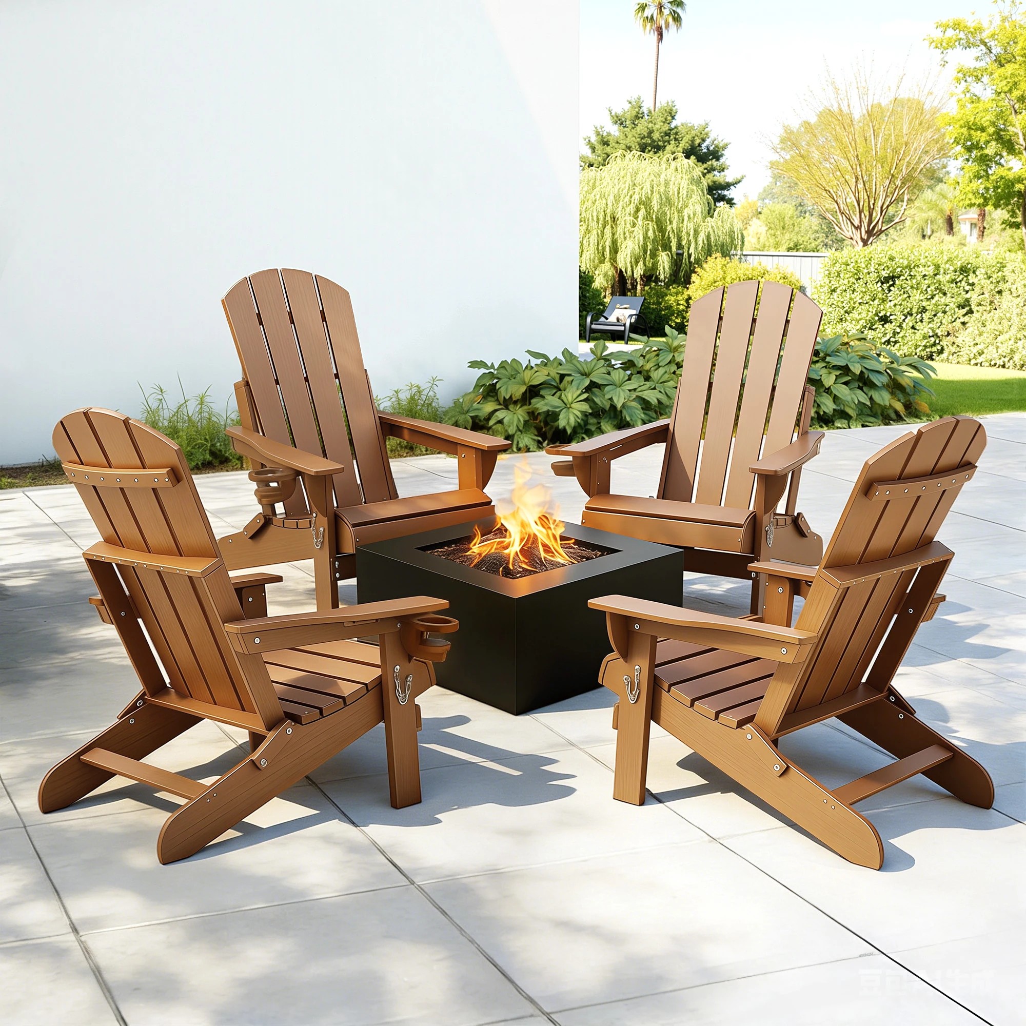 8 Gardeon Outdoor Chairs Folding Adirondack Beach Chair HDPE Sun Lounge Patio Furniture Garden - Brown, 8 of 9