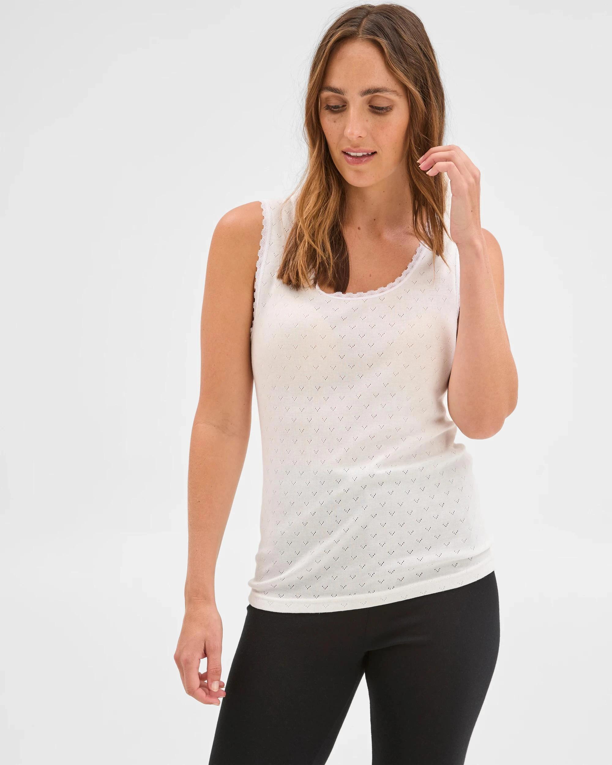 1 Target Woman Pointelle Knit Thermal Vest WHITE, 1 of 5