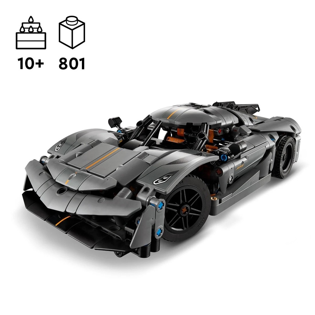 9 LEGO Technic Koenigsegg Jesko Absolut Grey Hypercar 42173, 9 of 10