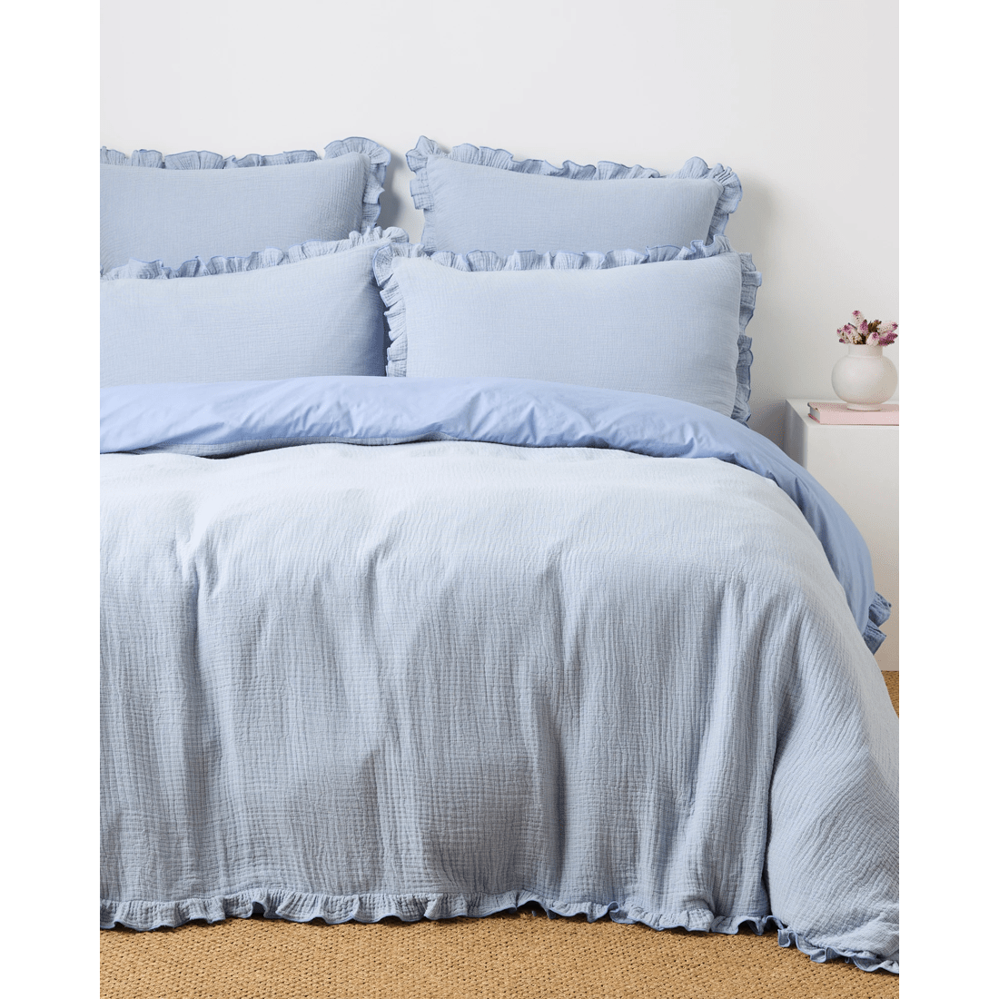 1 Target Tyler Muslin Ruffle Australian Cotton Quilt Cover Set
 - King Bed
 - Blue, 1 of 3