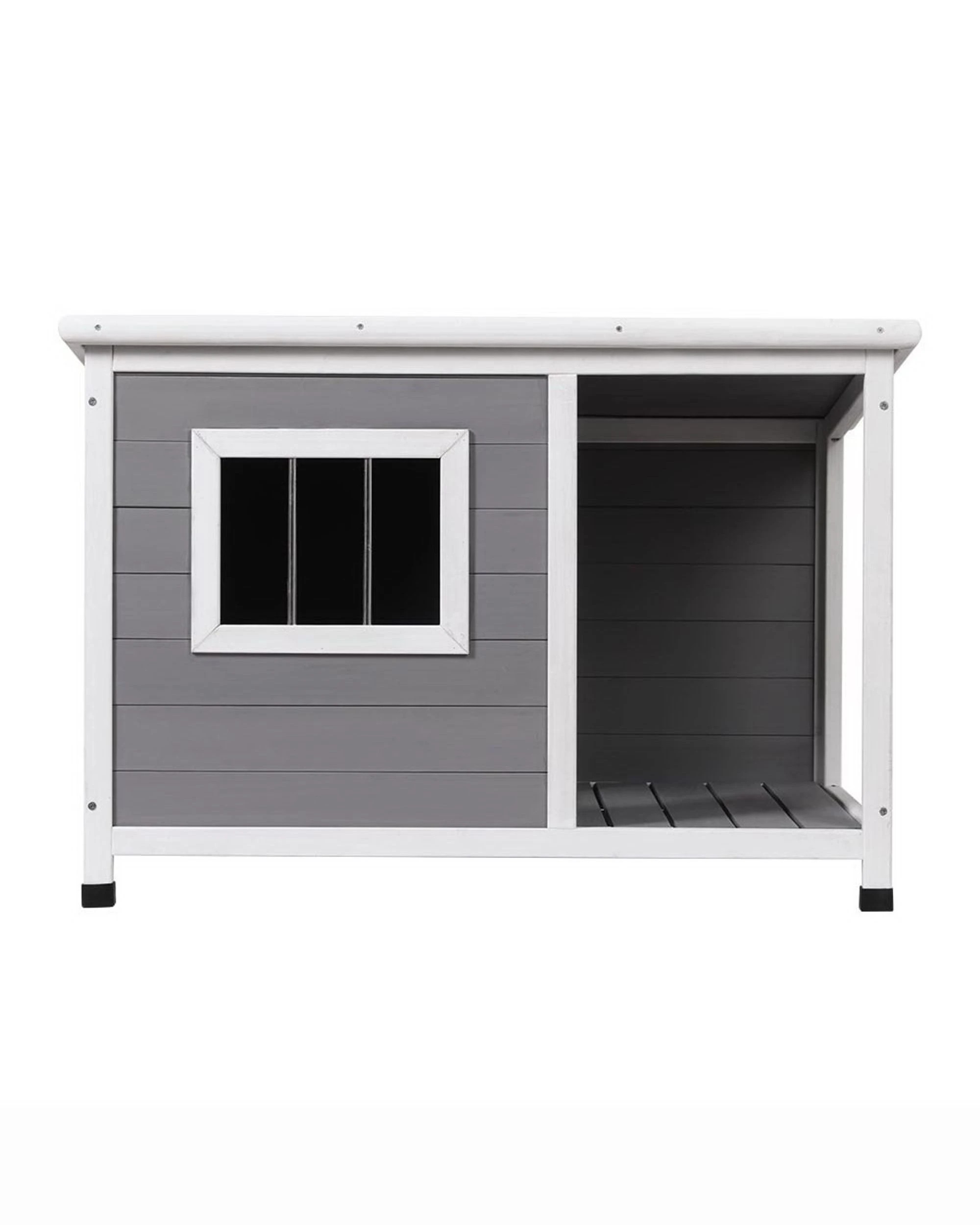 2 i.Pet Dog Kennel House Large Wooden Outdoor Pet Kennels Indoor Puppy Cabin Log - Grey, 2 of 7