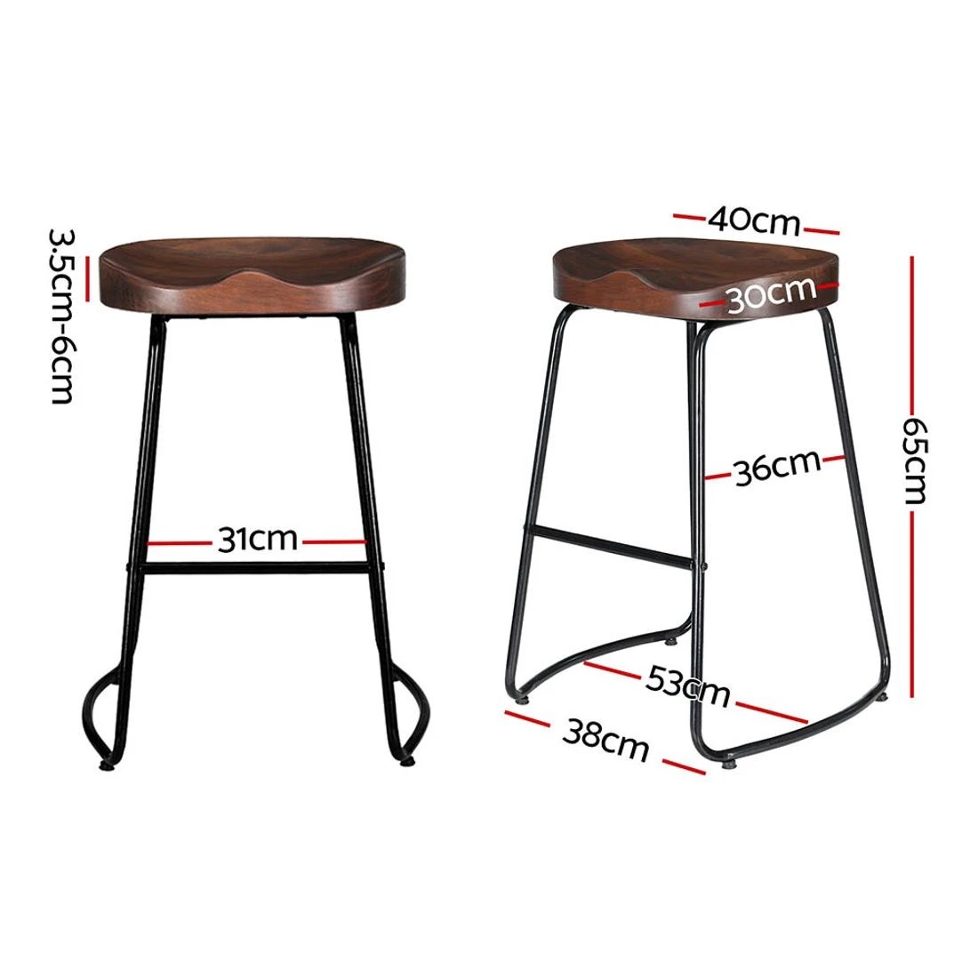 2 Artiss 2x Bar Stools Tractor Seat 65cm - Brown, 2 of 7
