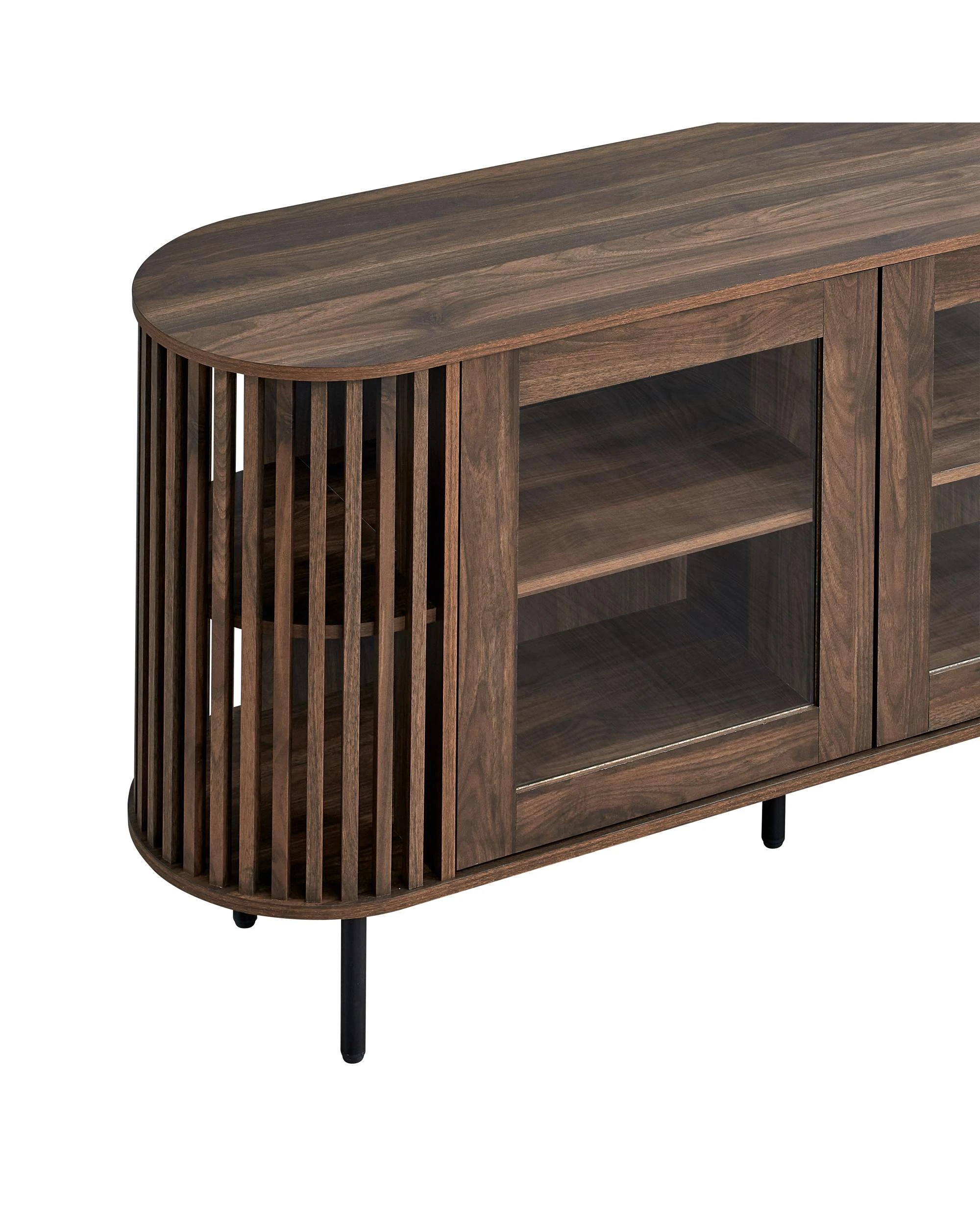 5 Kodu Buffet Unit Sideboard Credenza Cabinet 148cm 2 Doors Slat Walnut - Brown, 5 of 6