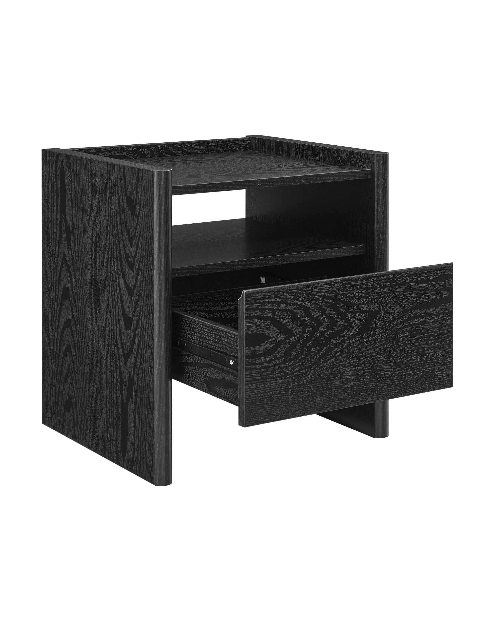 5 Kodu Bedside Unit Nightstand Side Table 1 Drawer - Black, 5 of 9