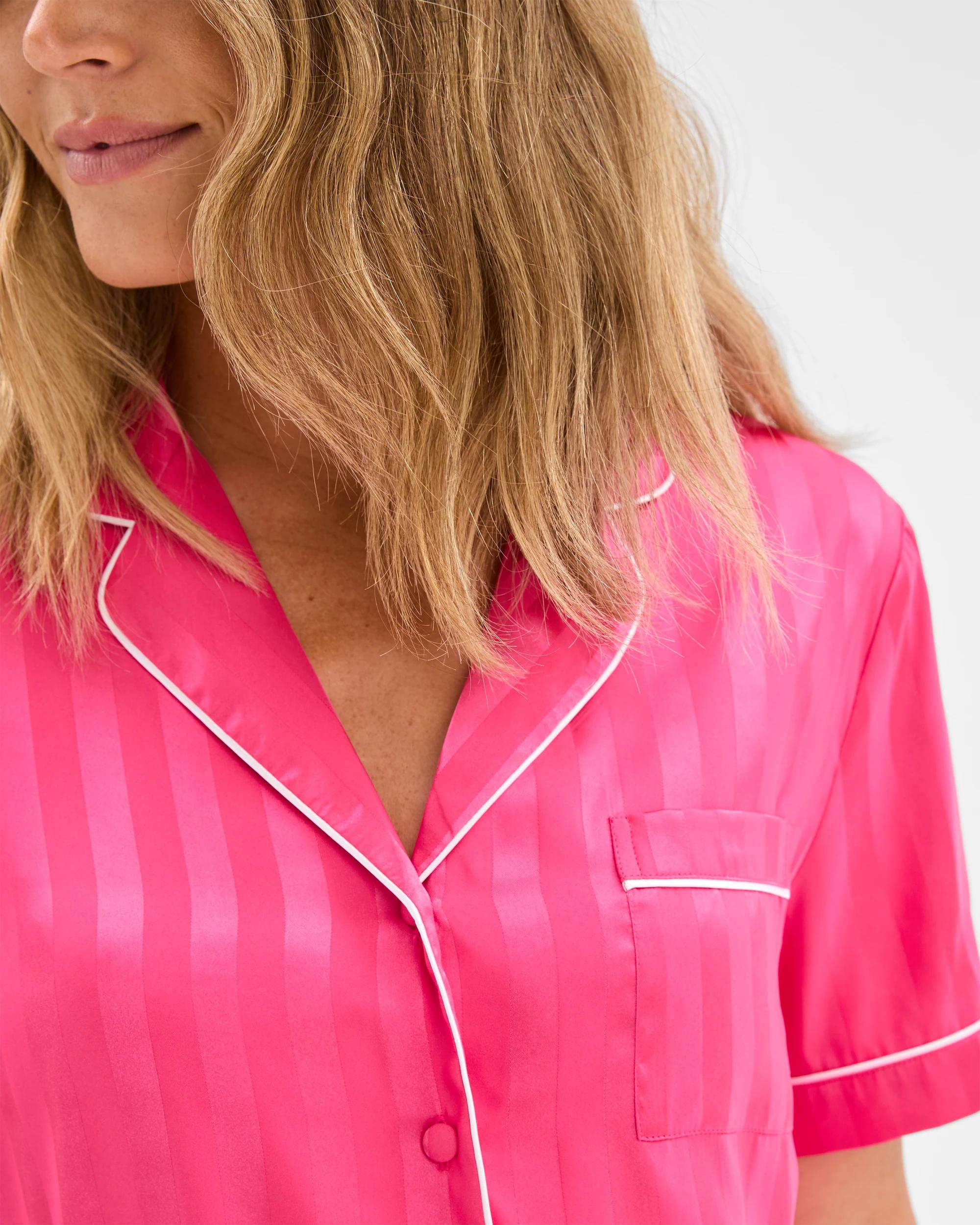 5 Target Stripe Satin Short Pyjama Set HOT PINK, 5 of 7