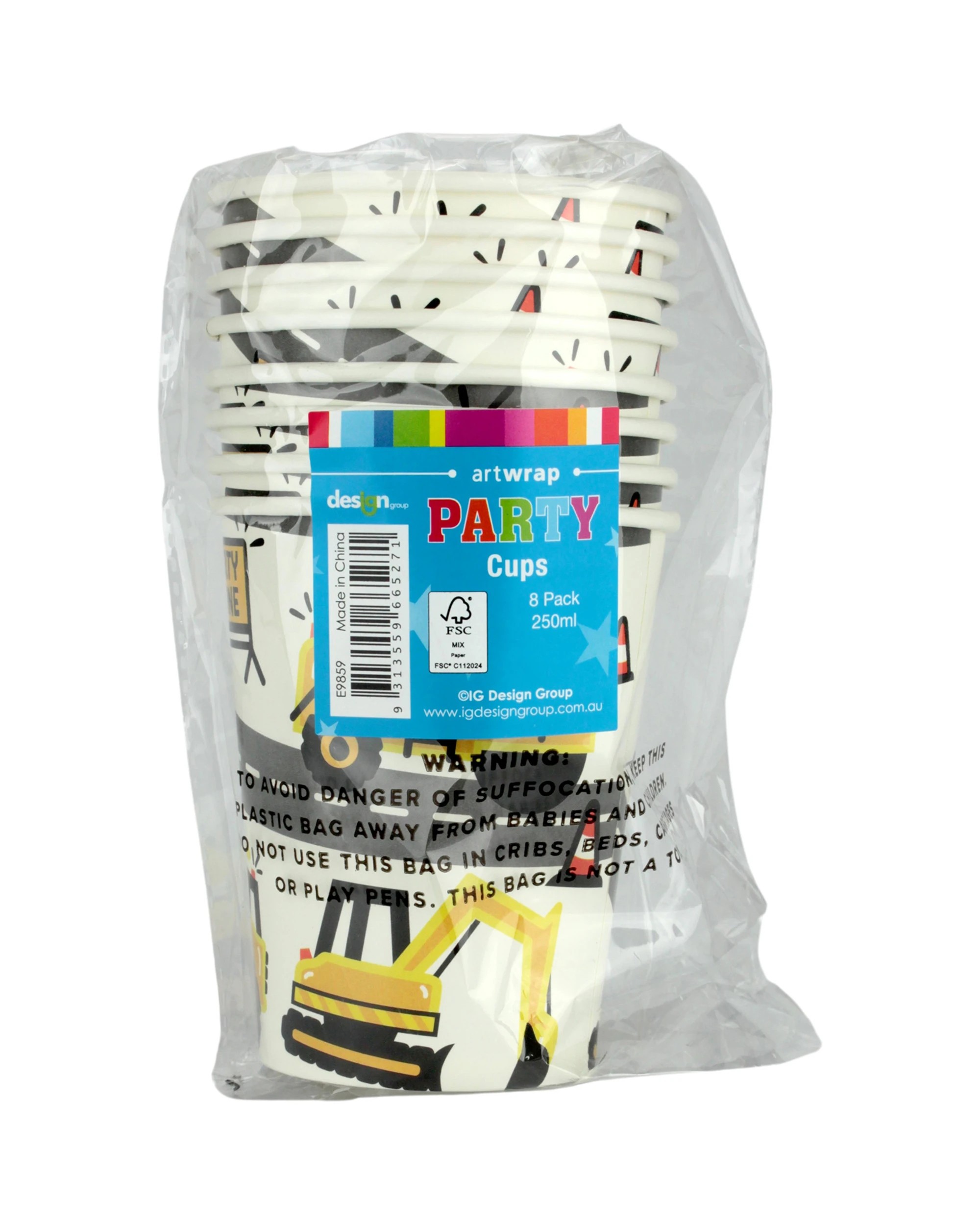 2 Artwrap Construction Party Zone Paper Cups Pack of 8, 2 of 2