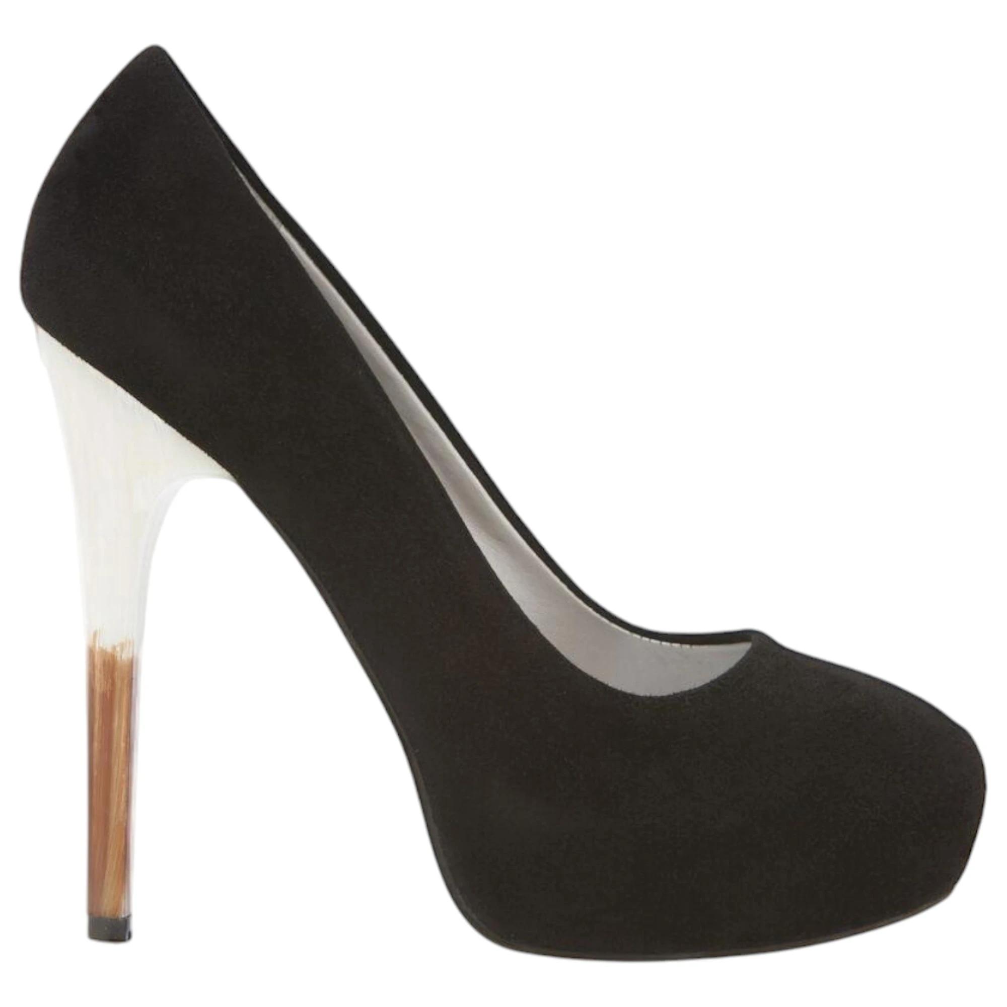 2 Zasel Womens Layla Suede Leather High Stiletto Heels Races Shoes BLACK, 2 of 3