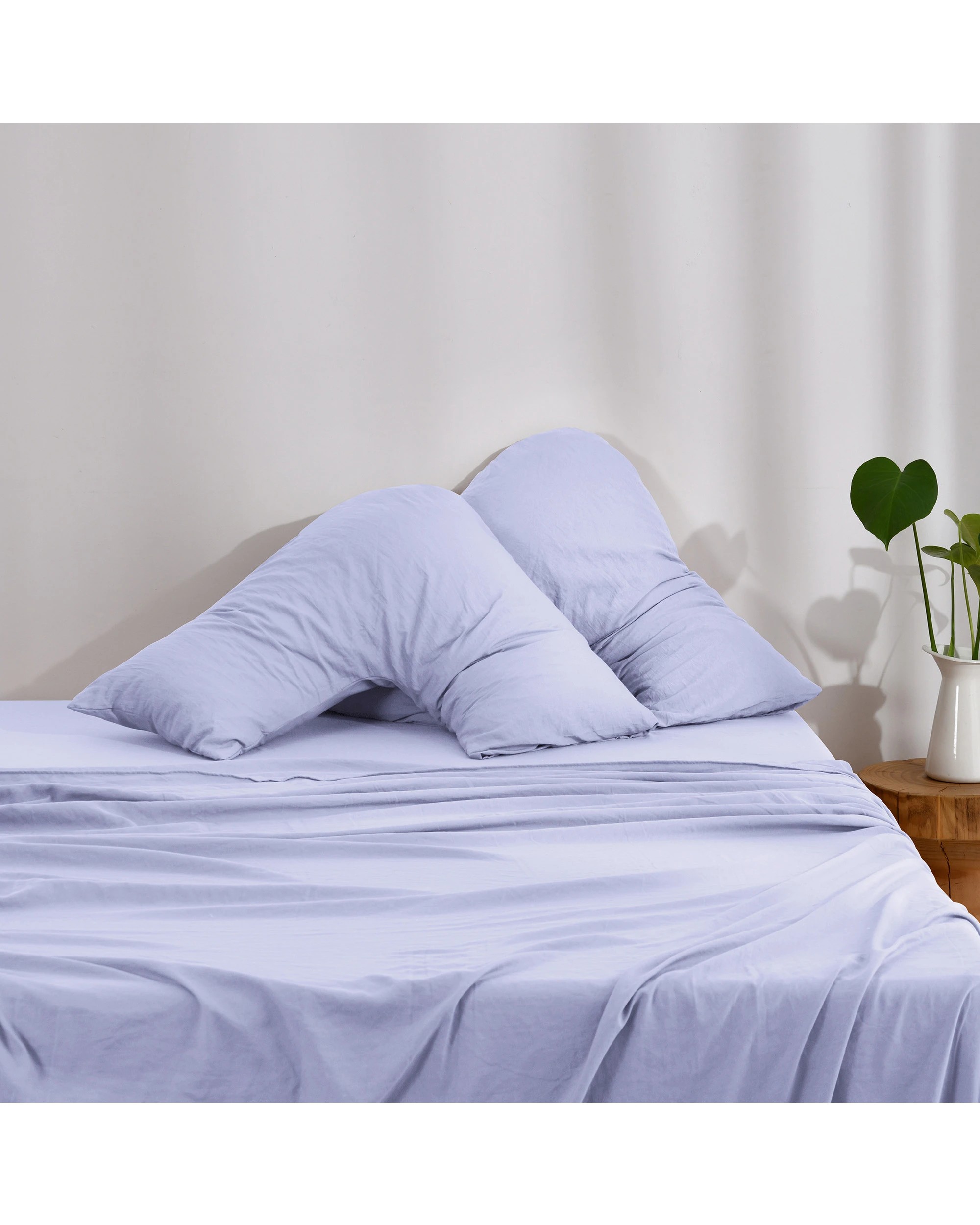 1 Dreamaker Superfine Washed Microfibre V-Shape Pillowcase Twin Pack - Lilac, 1 of 4