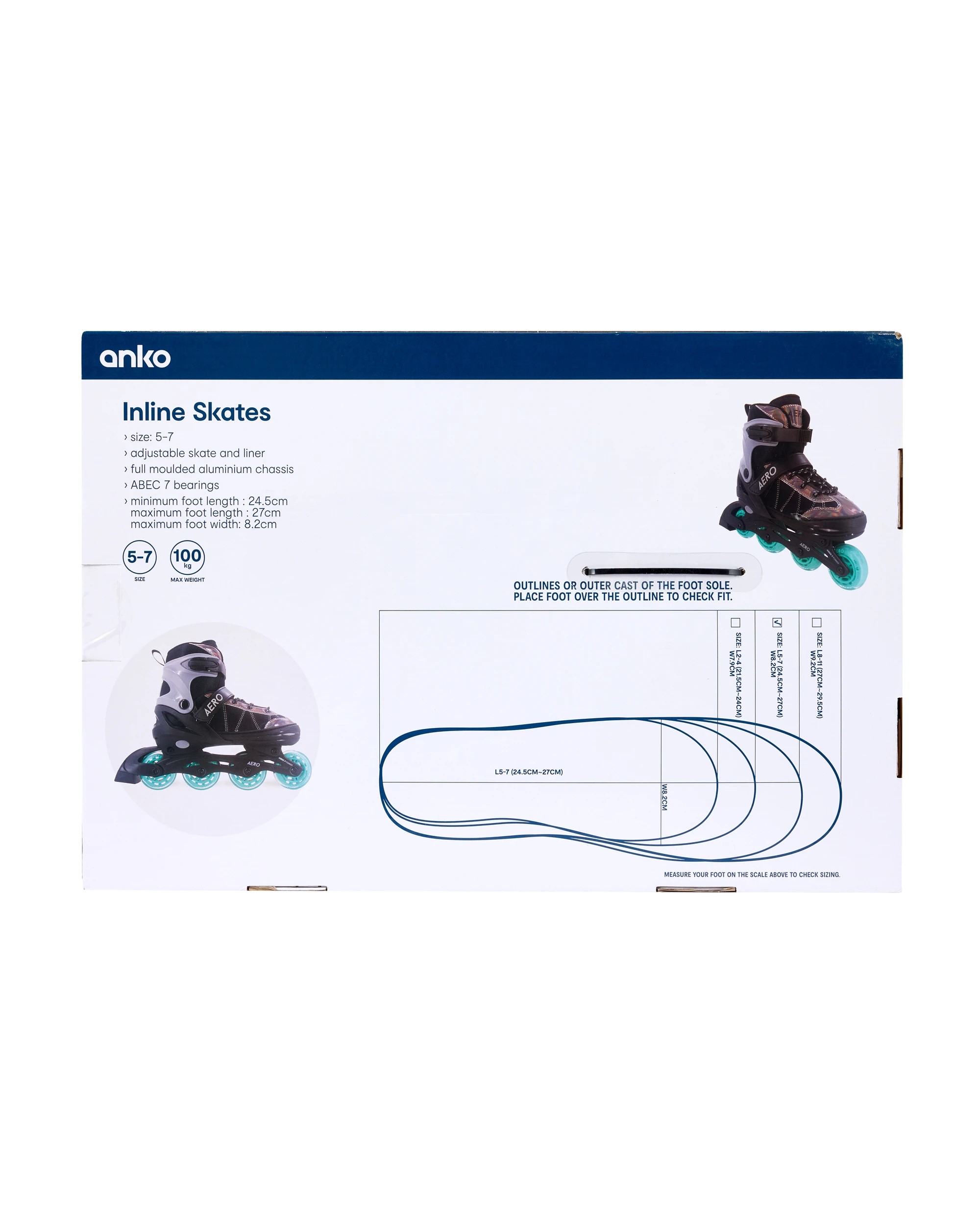 8 Inline Skates - Black, Size 5-7, 8 of 8