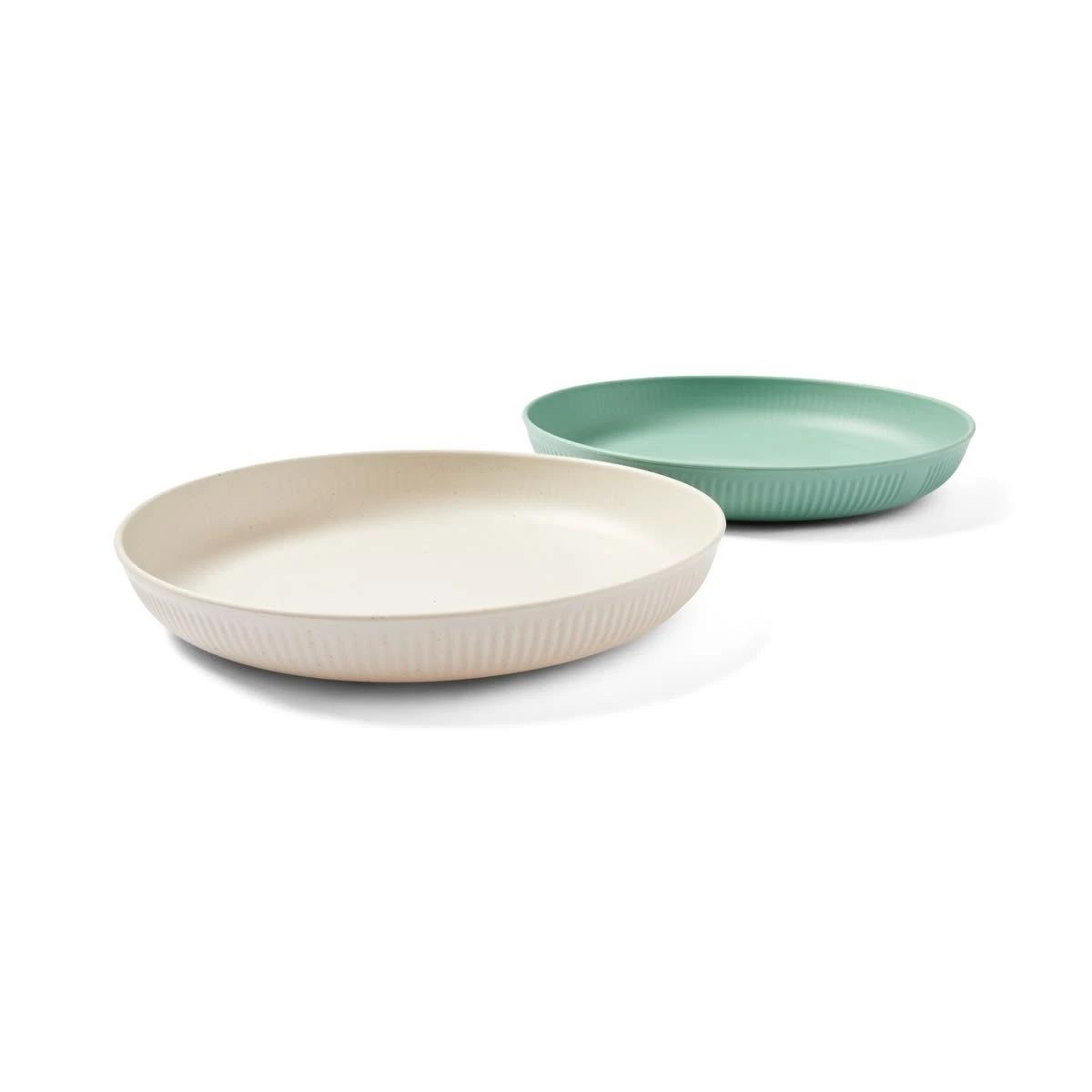 Z-Moments Reusable Melamine Plates – Set Of 12, Tan & White, Solid Round, Dishwasher & Freezer Safe