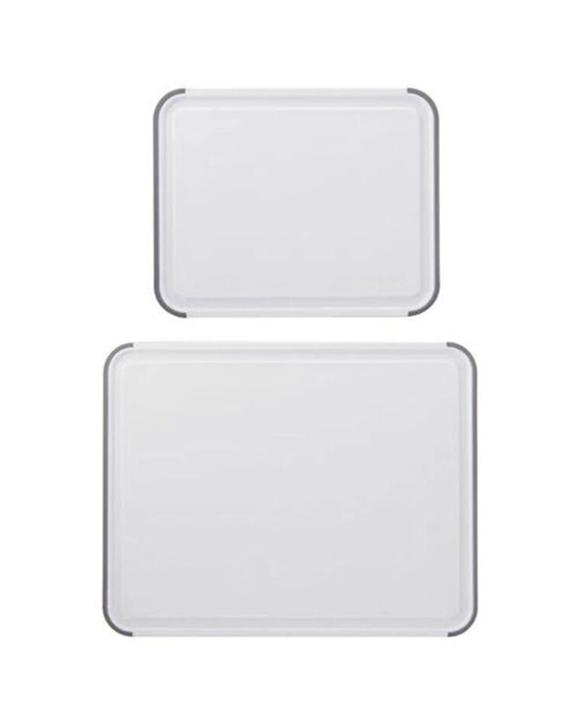 KitchenAid 2pc Cutting Chopping Board W Perimeter Trench Set - White