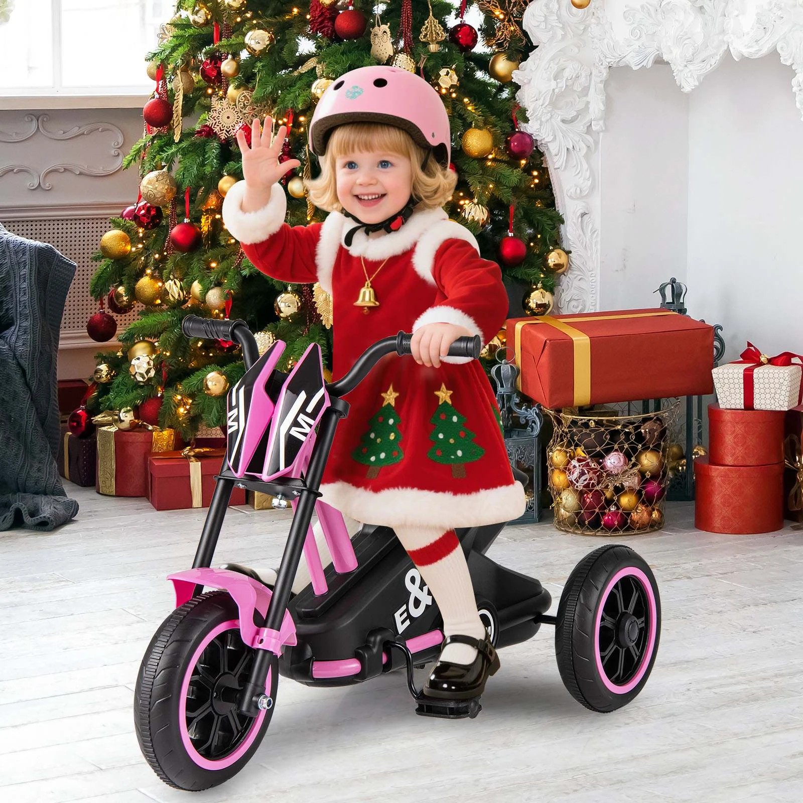 2 Costway Tricycle Bike Ride on Trike Bicyle 3-Wheel Toy Gift w/Foot Pedals - Pink, 2 of 2