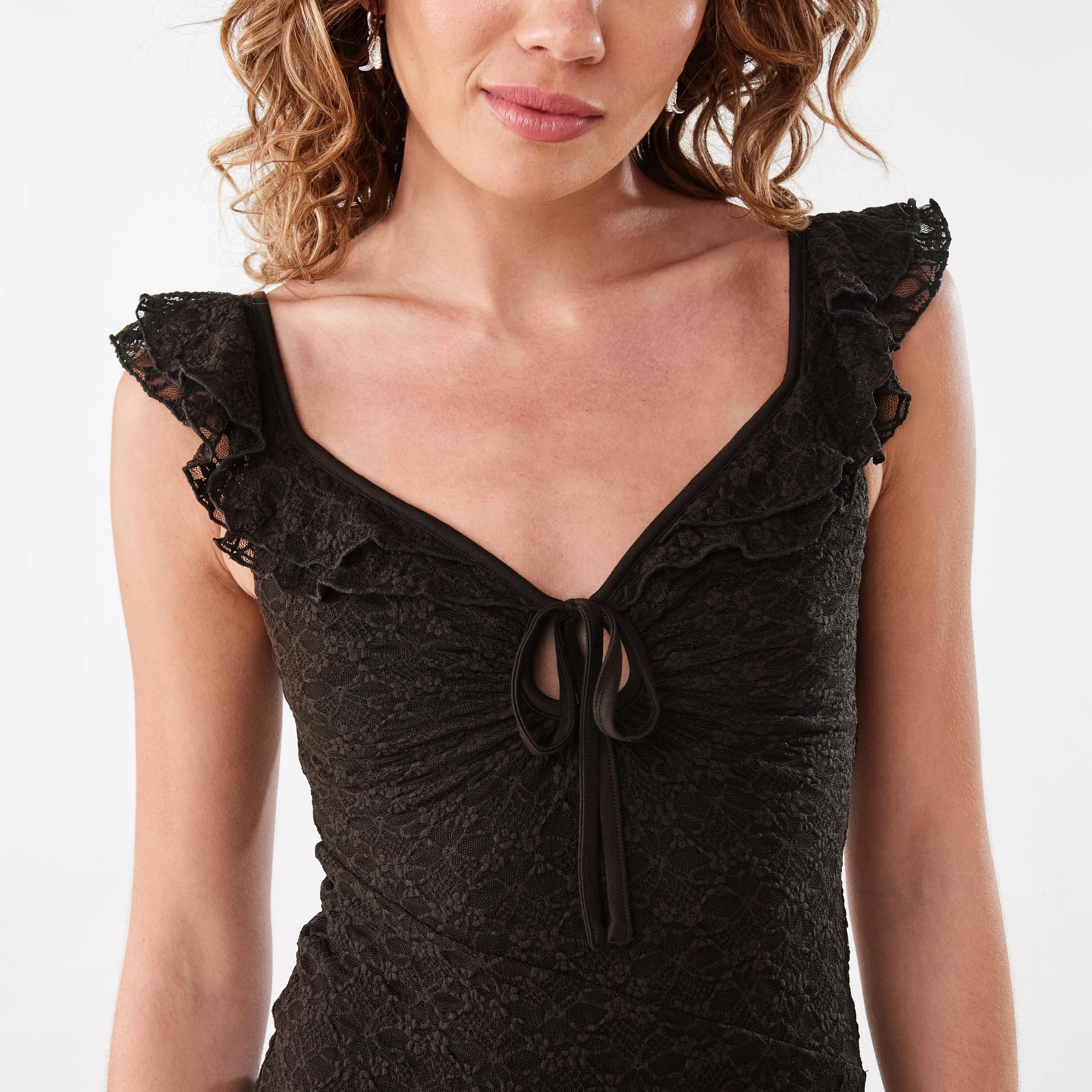 8 Asymmetrical Mini Dress Melt Brown, 8 of 9