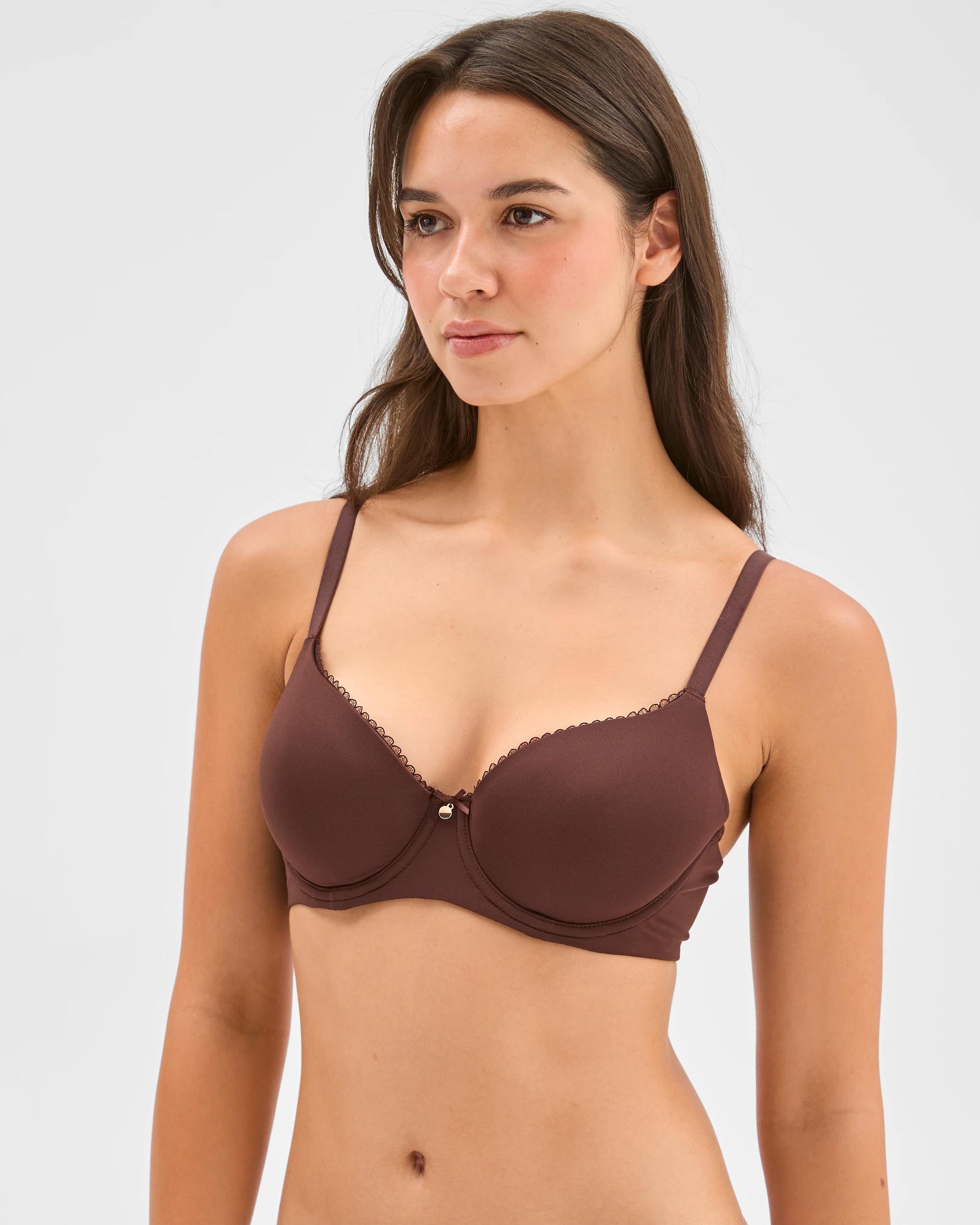 2 Target Woman Underwire Lace Edge Lightly Lined T-Shirt Bra DARK OAK, 2 of 3