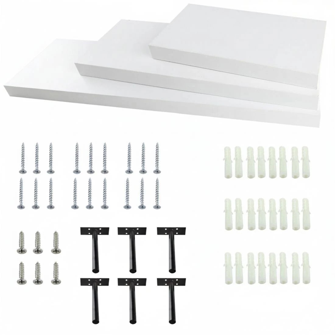 9 Artiss Floating Wall Shelf Set of 3 - White, 9 of 10