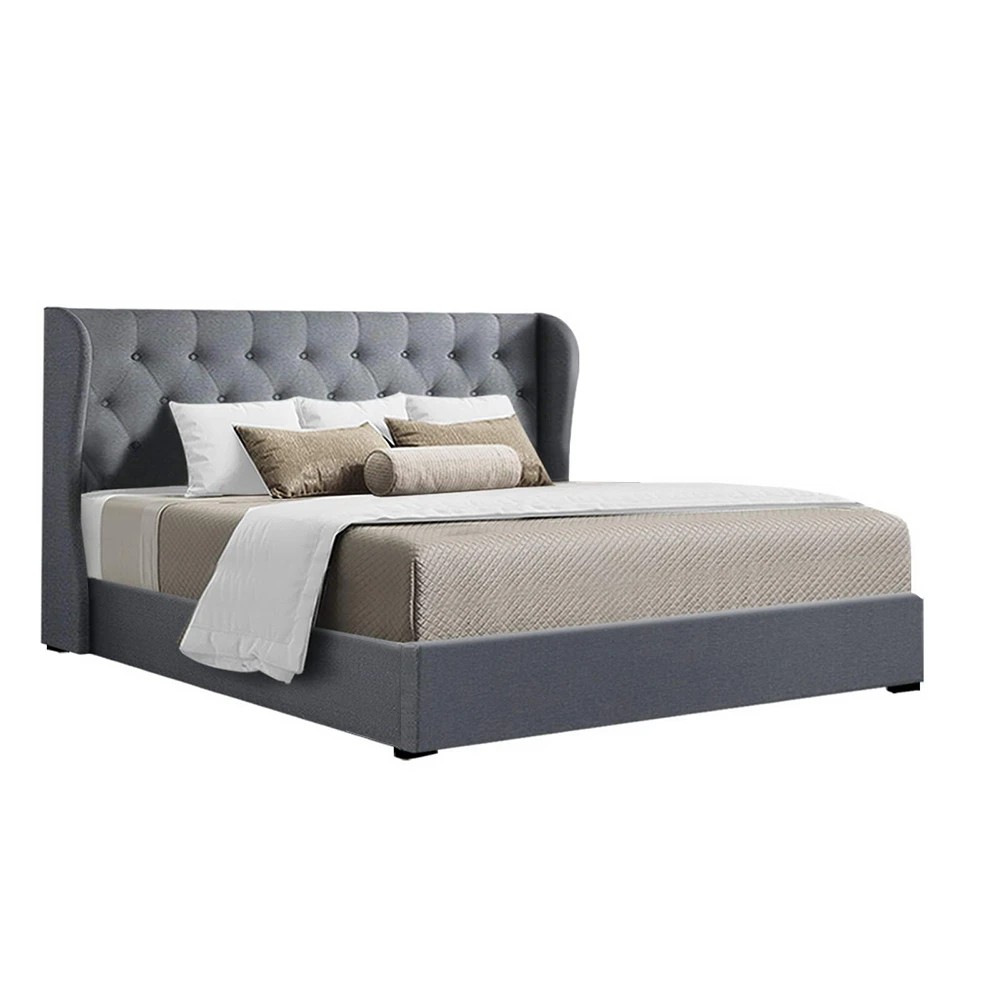 1 Artiss Bed Frame King Size Gas Lift  ISSA - Grey, 1 of 8