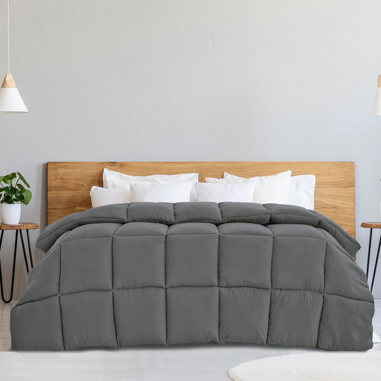 4 Royal Comfort 350GSM Bamboo Quilt Luxury Bedding Duvet All Seasons Breathable - King Bed - Charcoal, 4 of 4