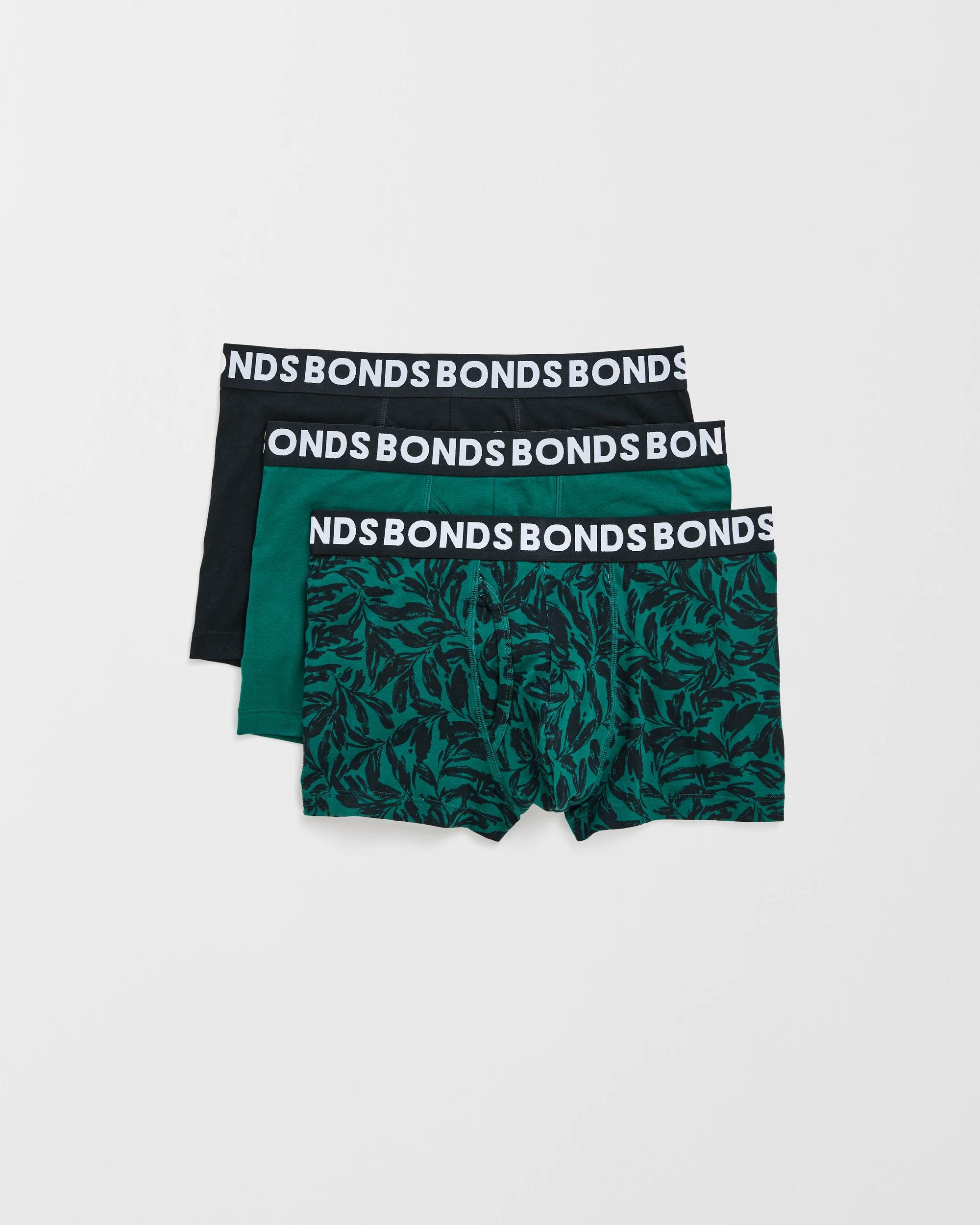 1 Bonds 3 Pack Everyday Trunks INK BRANCH, GREEN, BLACK, 1 of 4