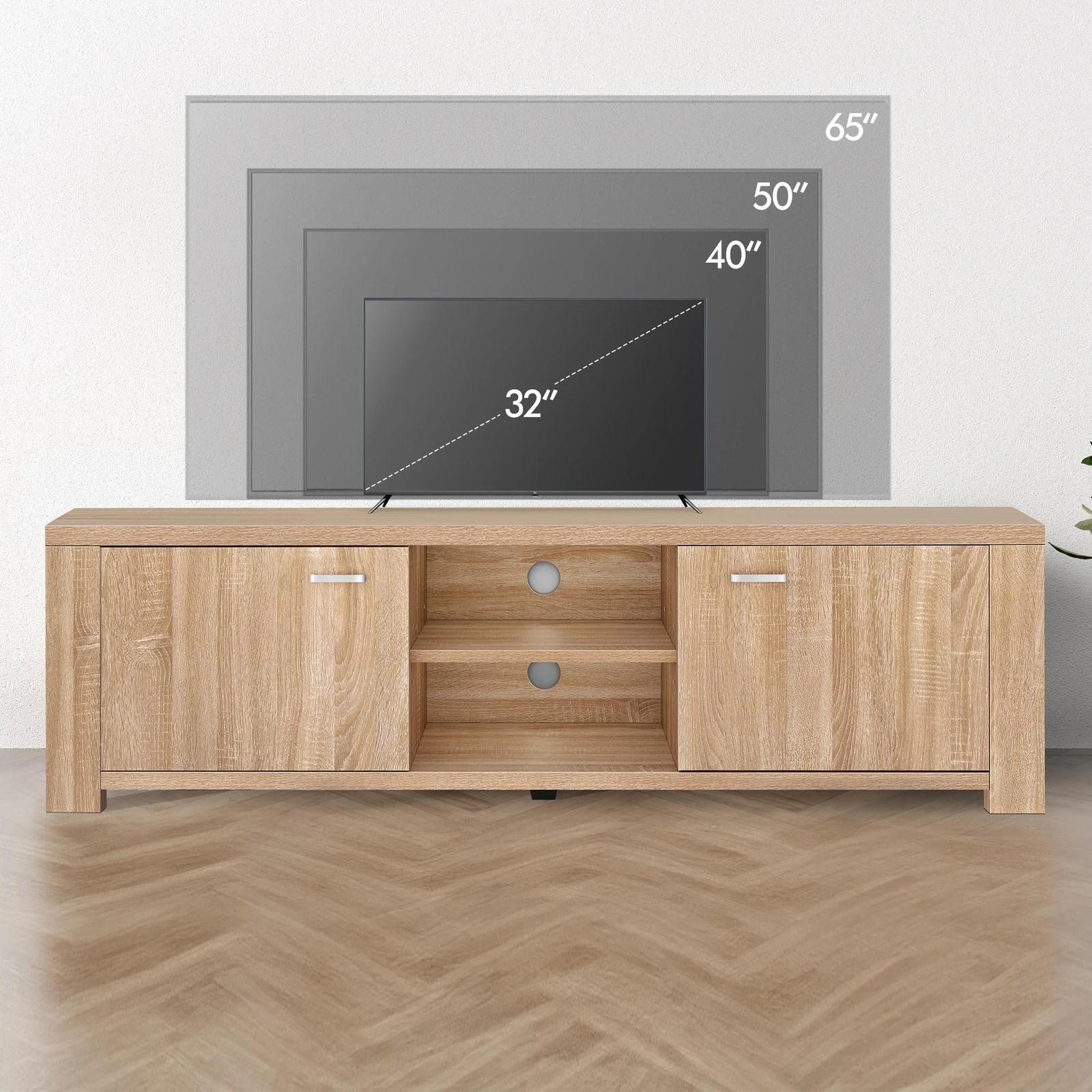 7 Alfordson TV Cabinet Entertainment Unit Stand Storage Shelf 160cm - Wood, 7 of 10